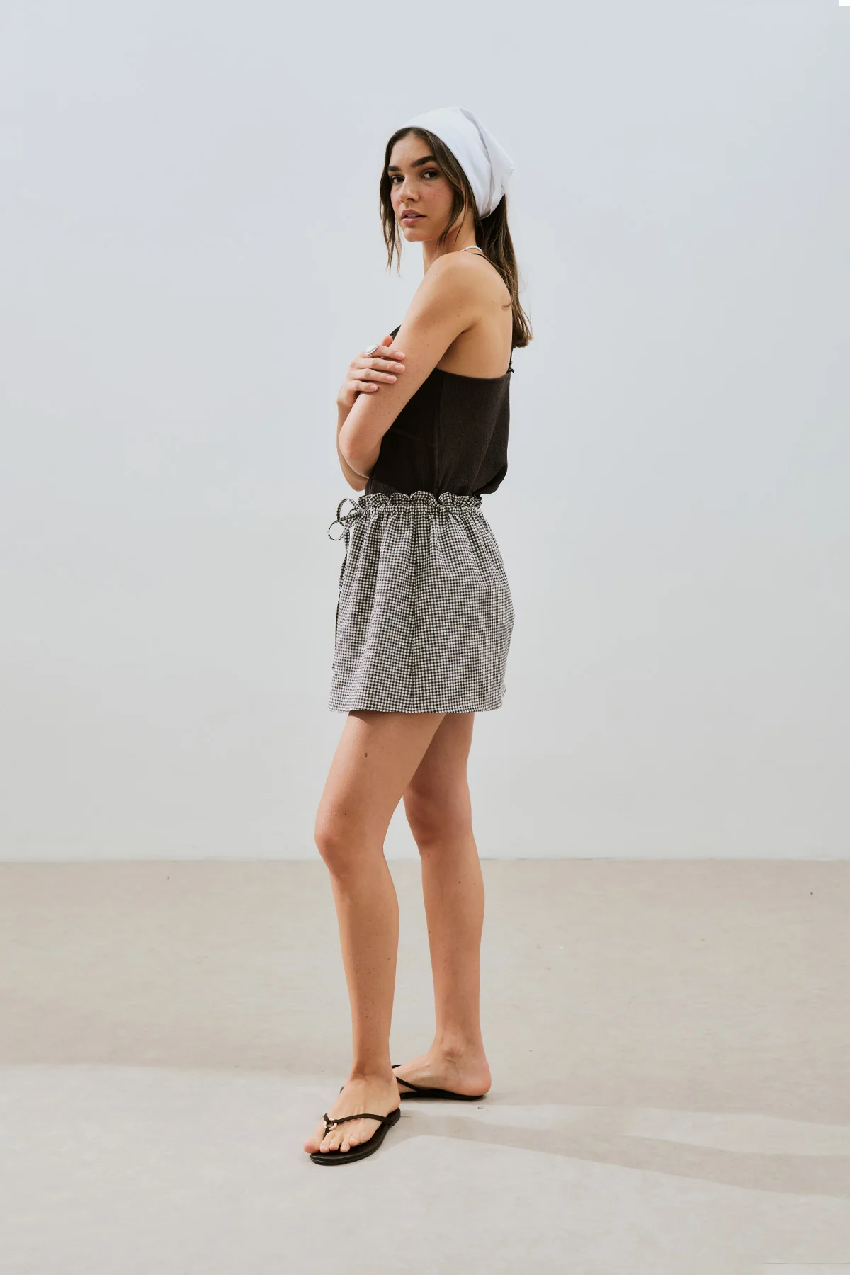 Gingham Skort Brown - Image 4