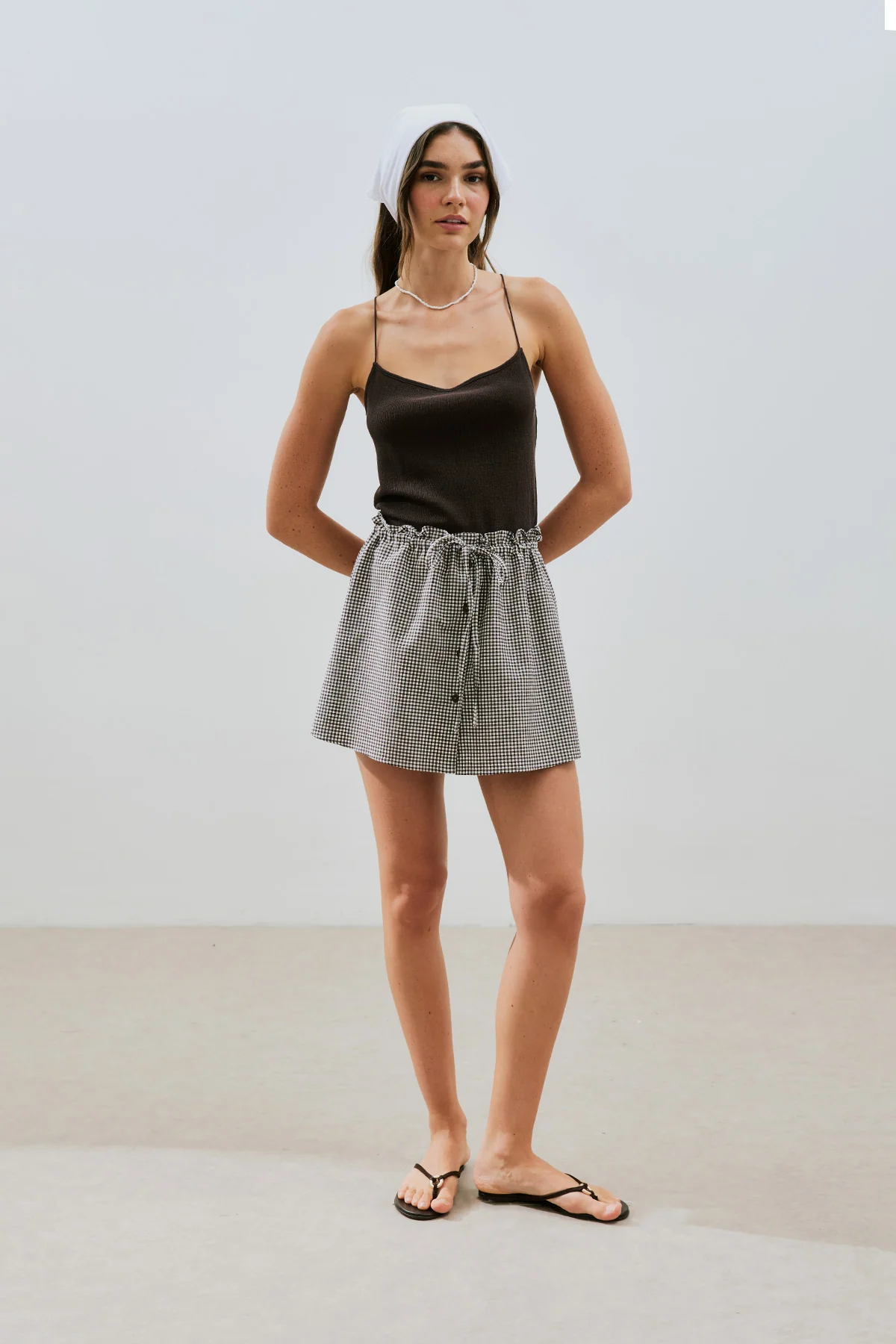 Gingham Skort Brown - Image 5