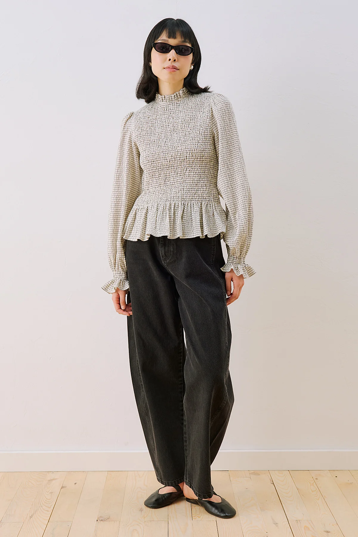 Shirred Long Sleeve Blouse Ecru - Image 3