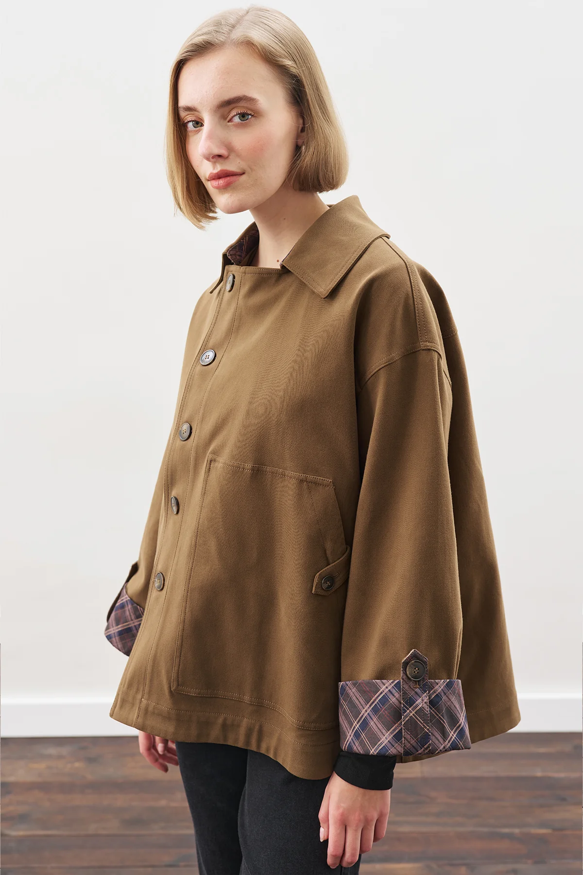Greta Scarf-Detail Parka Khakı - Image 7