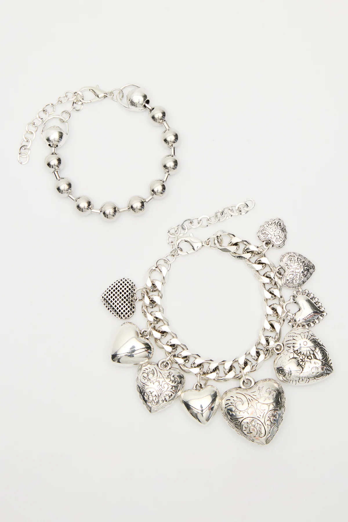 Heart Charm Bracelet Silver - Image 2