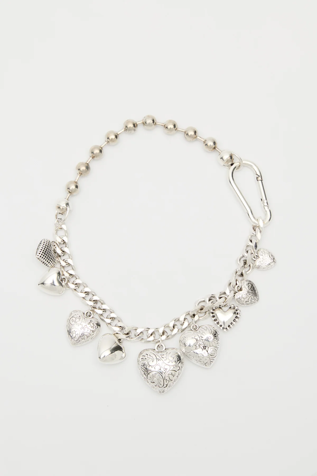 Heart Charm Chain Necklace Silver - Image 3