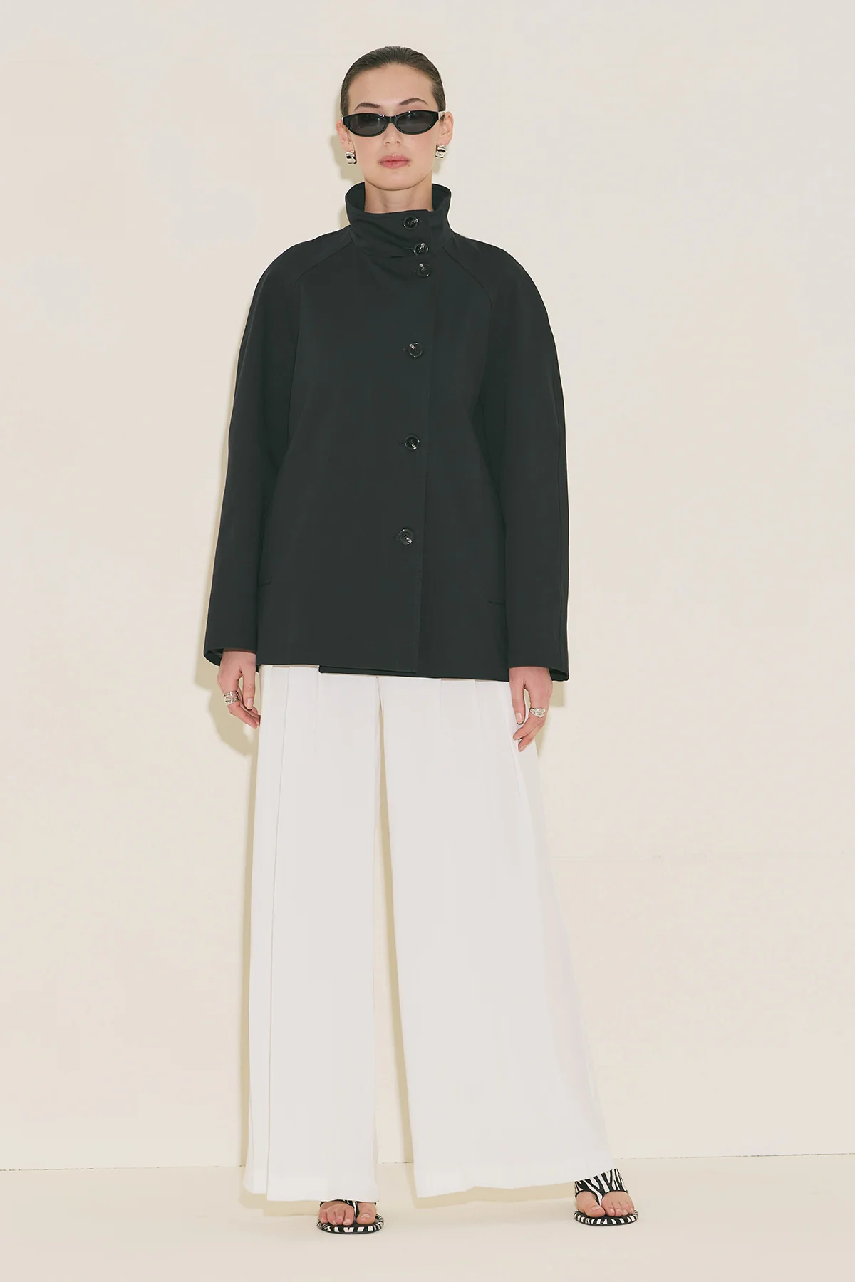 Henna High Neck Trench Coat Black - Image 9