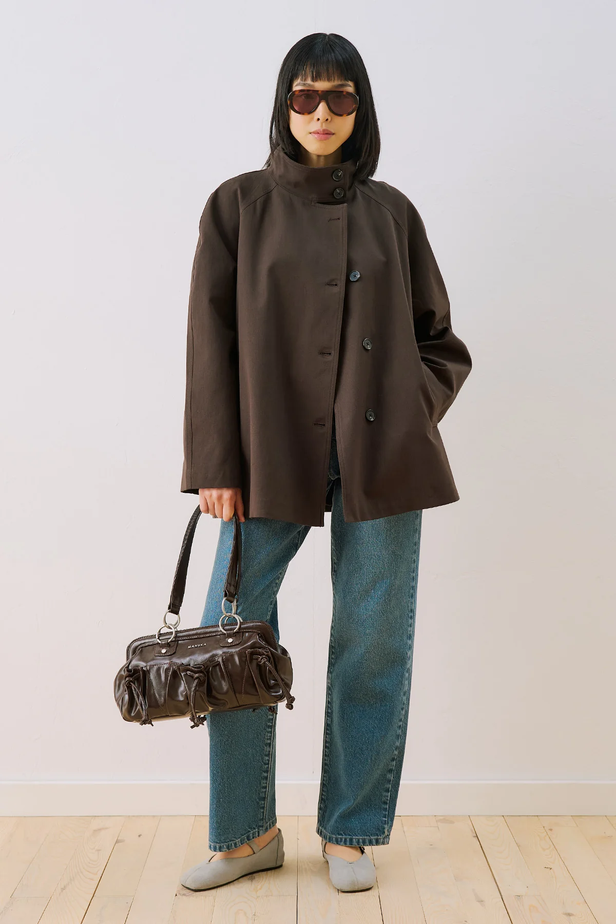 Henna High Neck Trench Coat Brown - Image 2