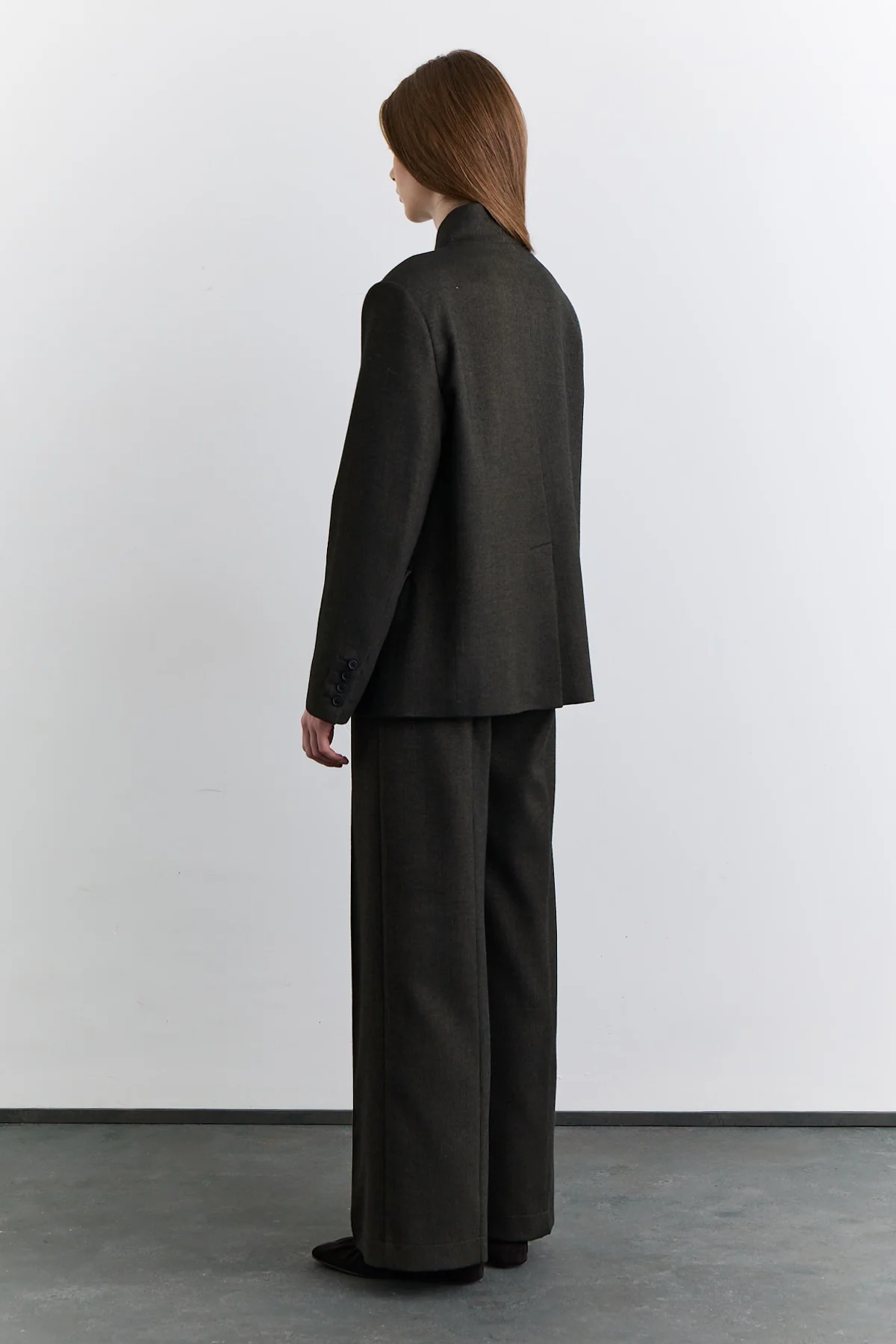 High Neck Blazer Jacket Khaki - Image 8