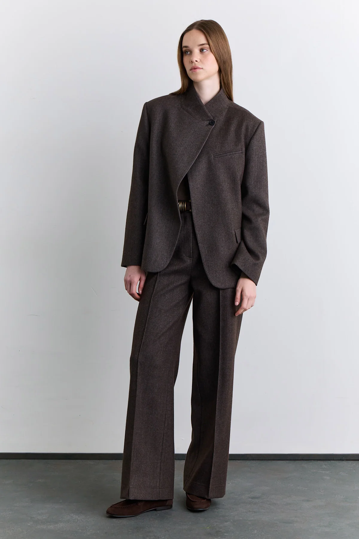 High Neck Blazer Jacket Mink - Image 10