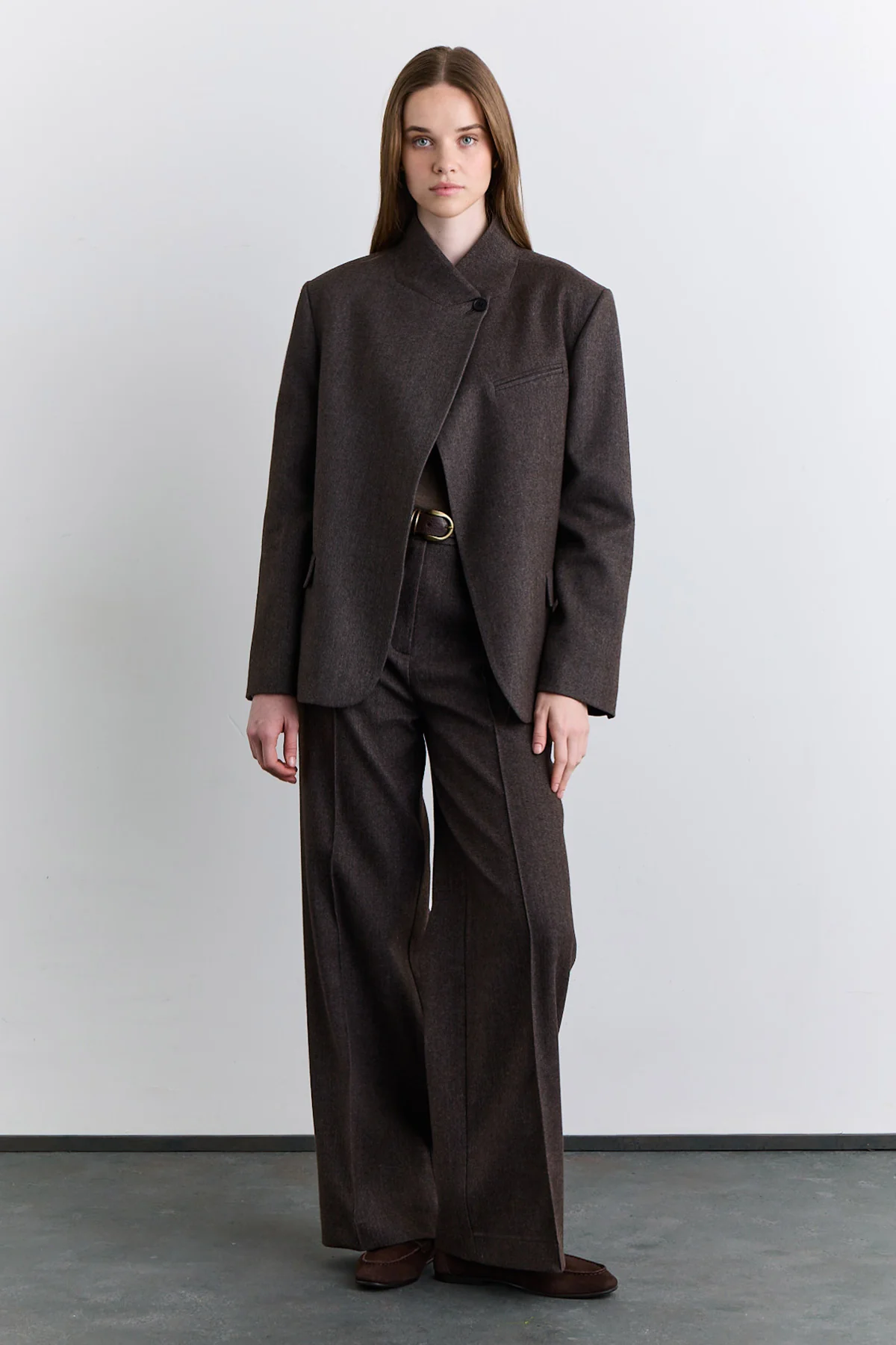 High Neck Blazer Jacket Mink - Image 11