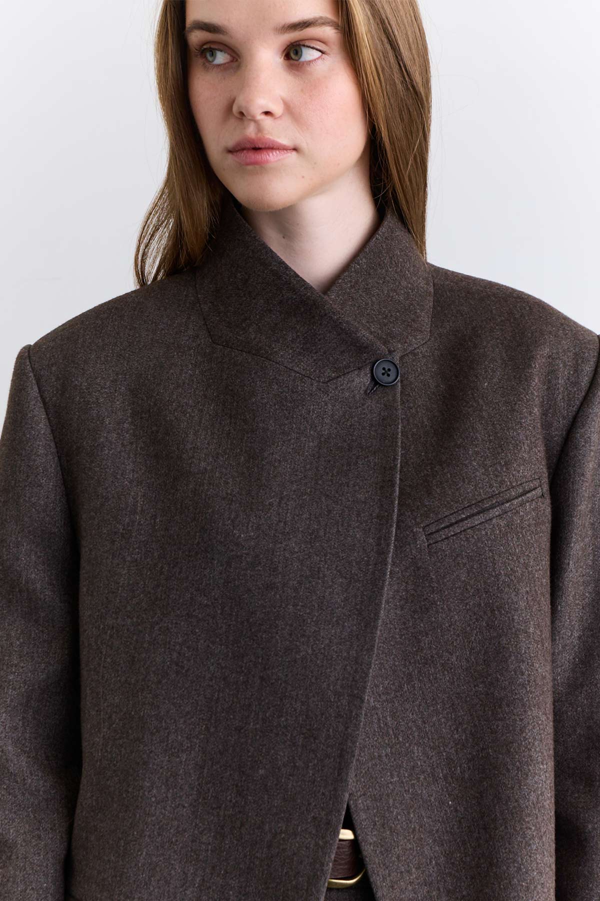 High Neck Blazer Jacket Mink - Image 6