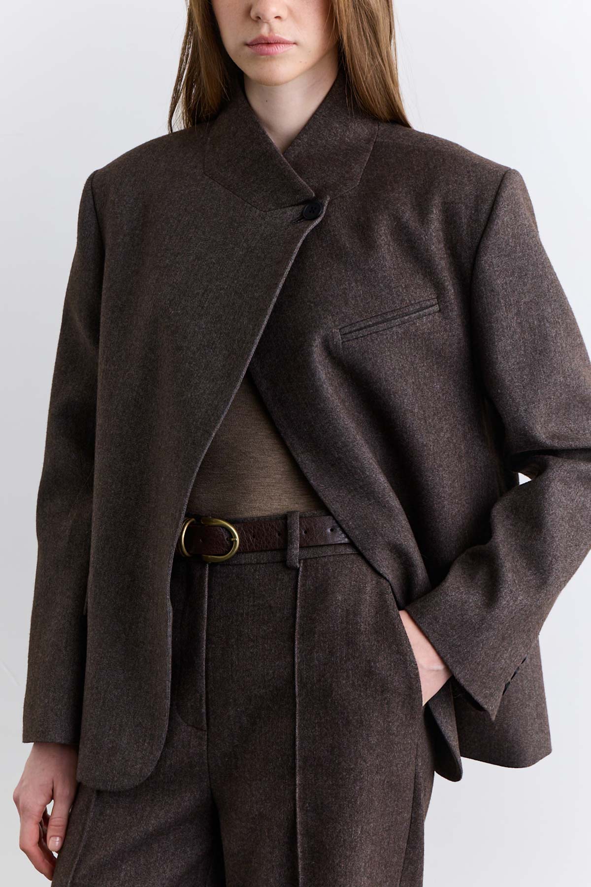 High Neck Blazer Jacket Mink - Image 8