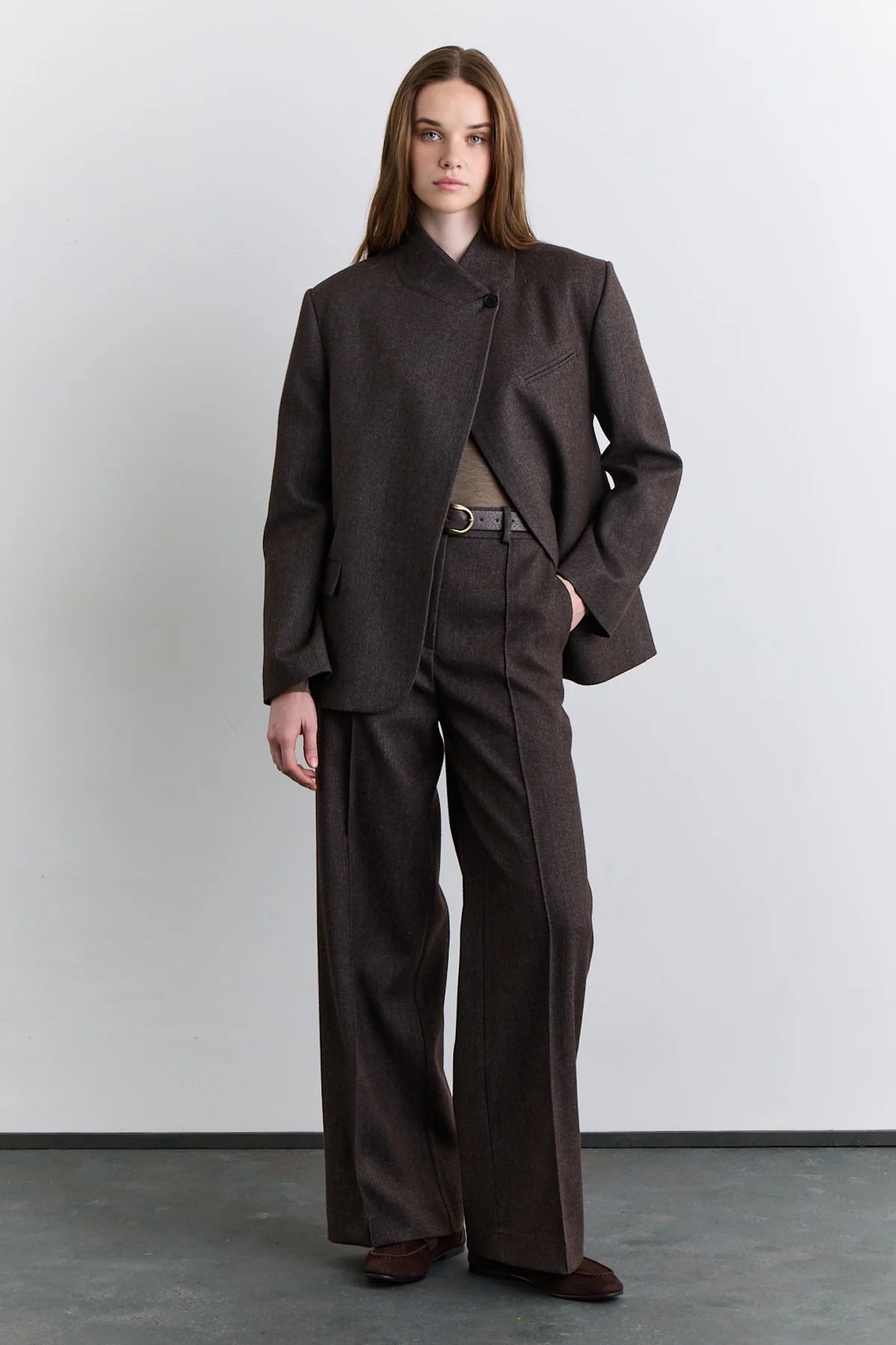 High Neck Blazer Jacket Mink - Image 9