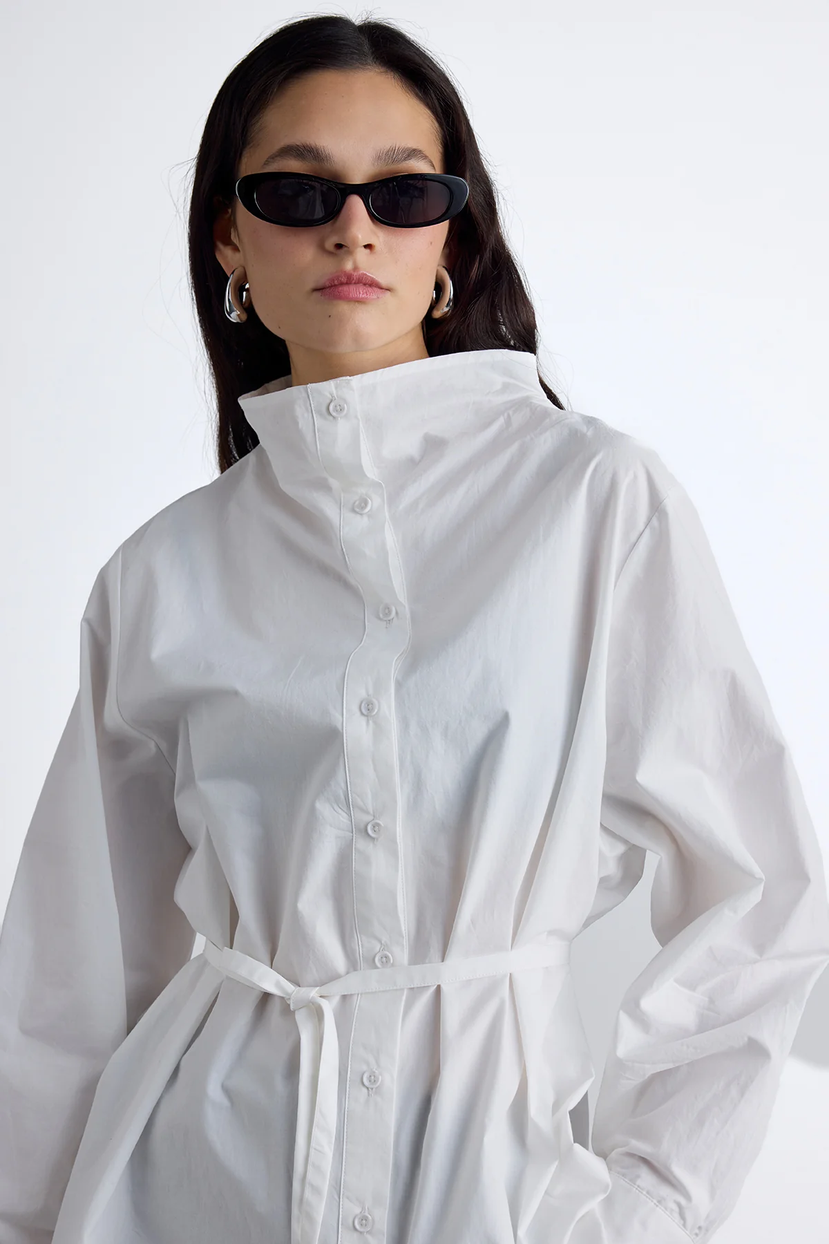 High Neck Design Shirt Ecru - Image 3