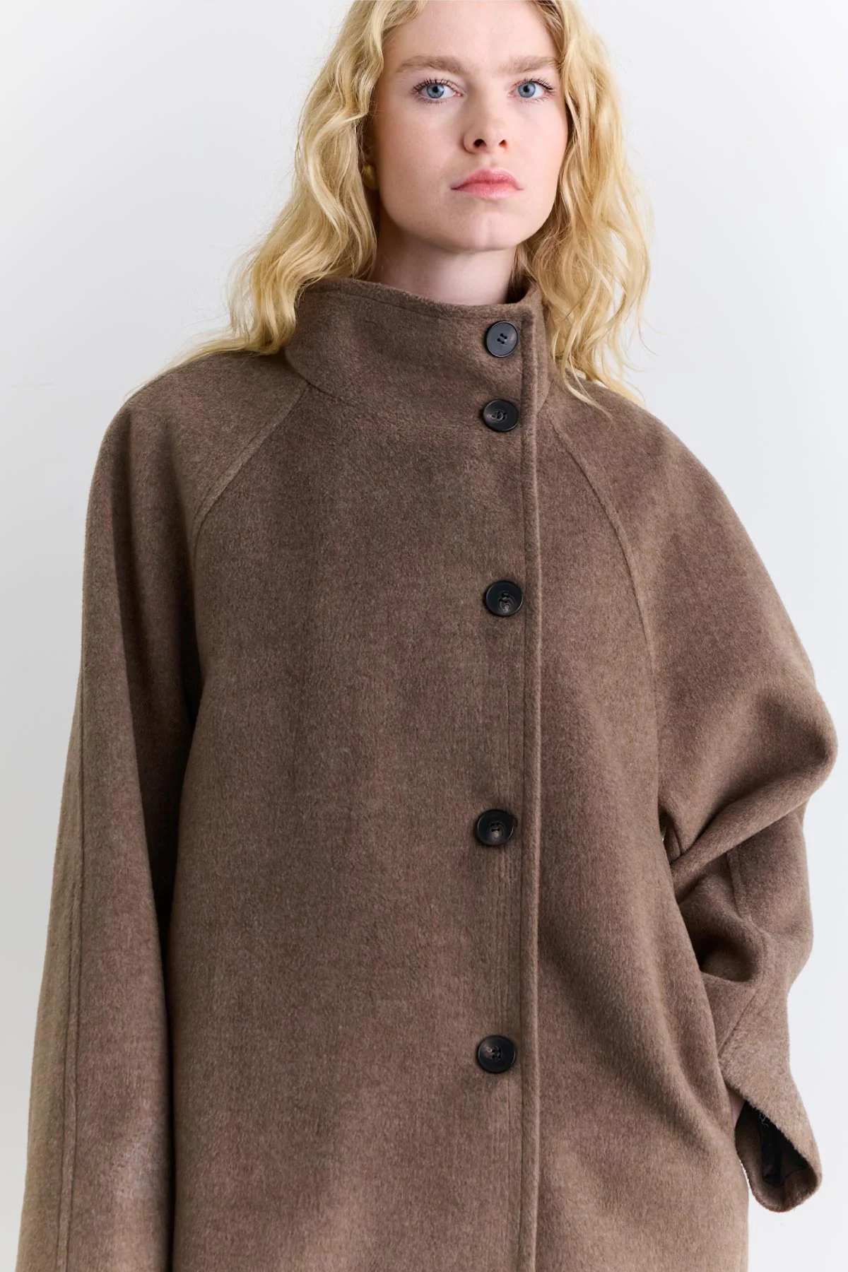 High Neck Double Breasted Coat Mink - Image 3
