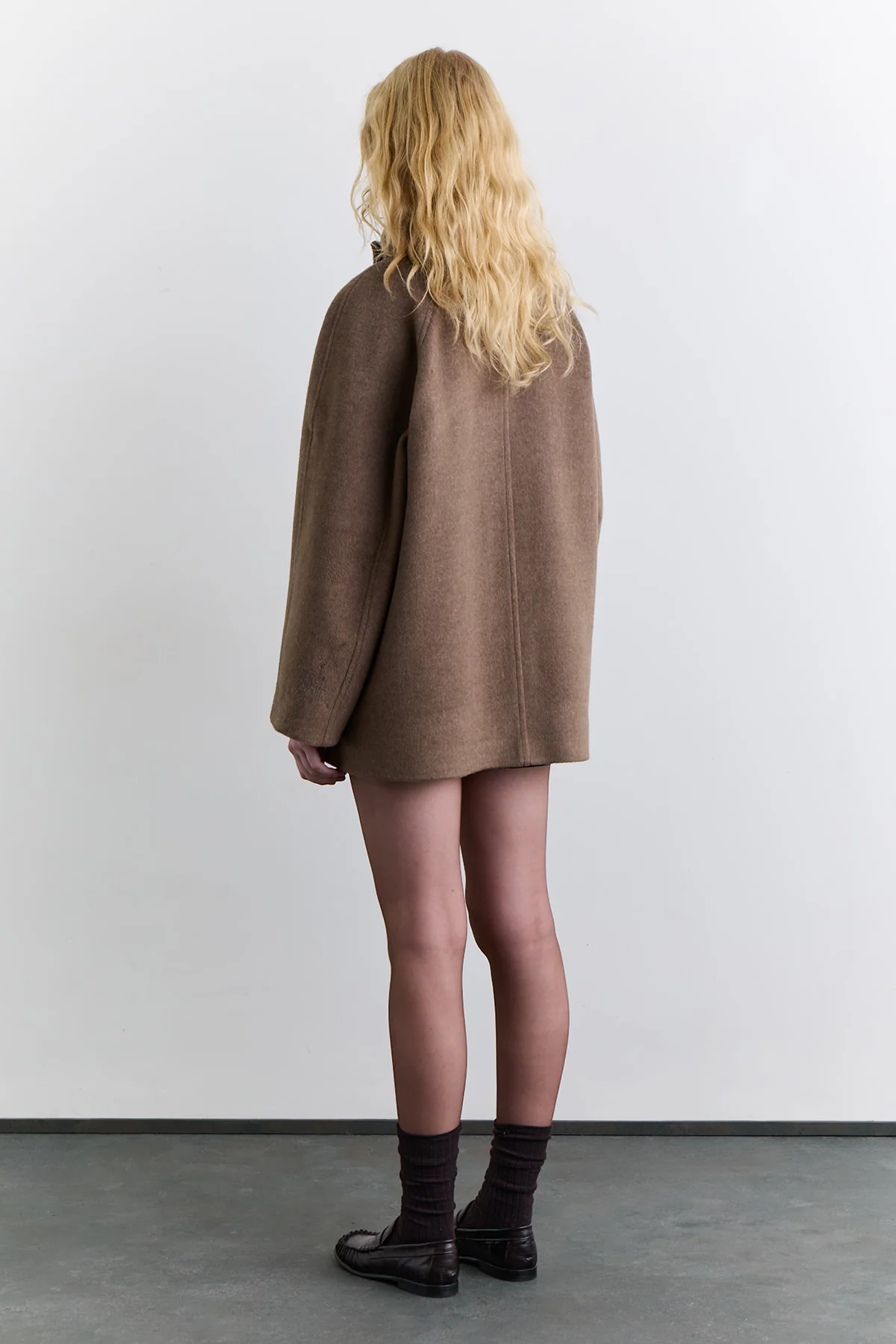 High Neck Double Breasted Coat Mink - Image 8