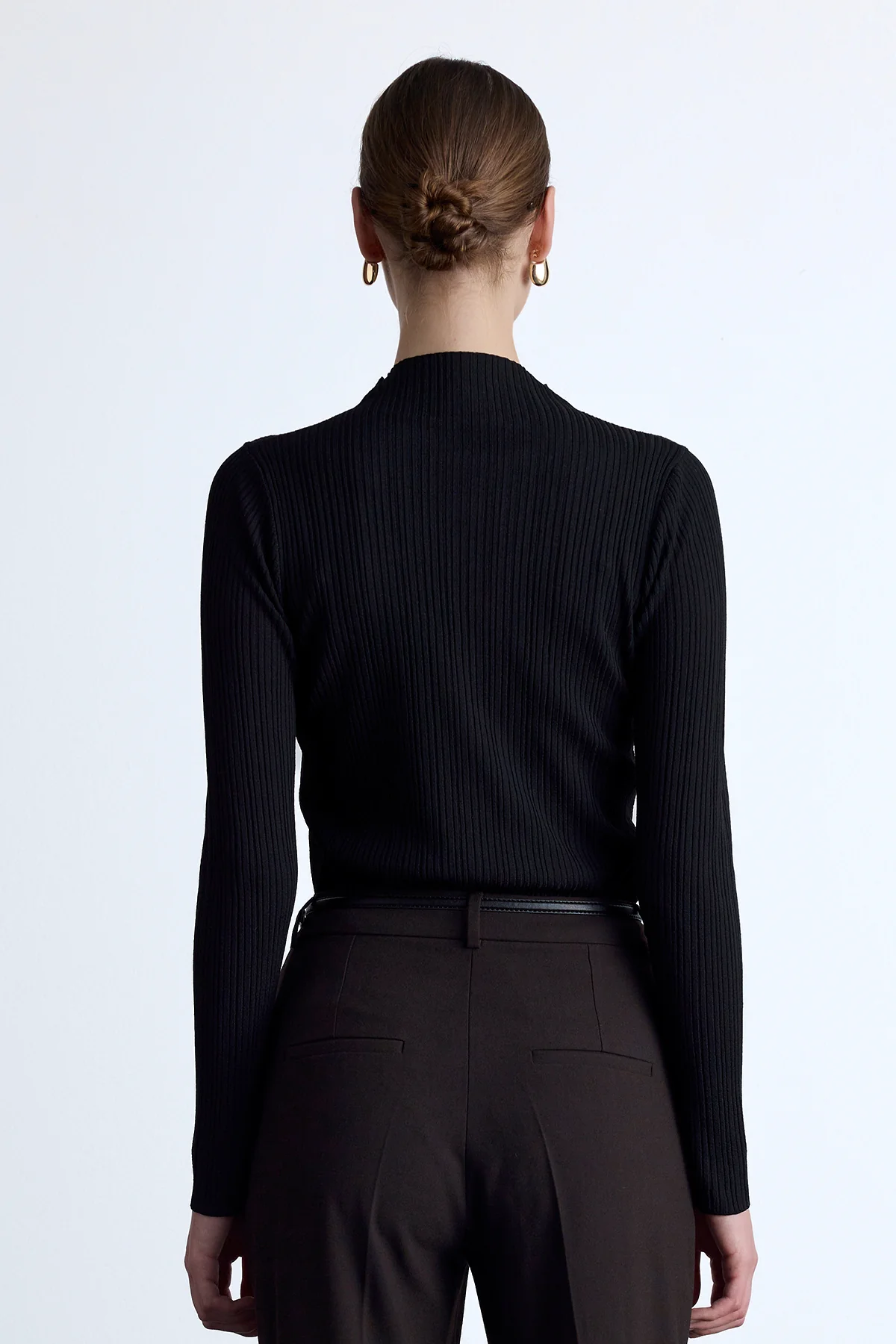 High Neck Knit Blouse Black - Image 9