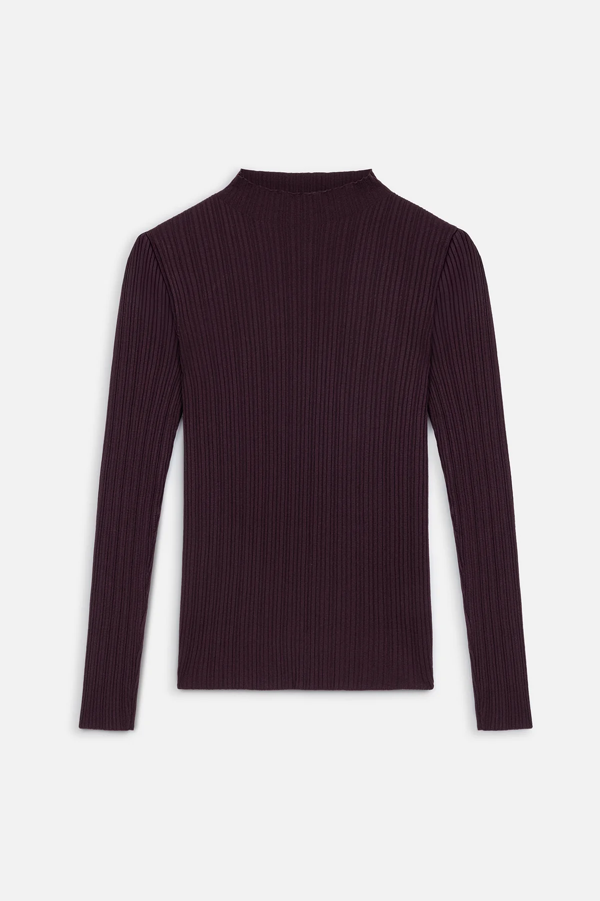 High Neck Knit Blouse Cherry Red - Image 2