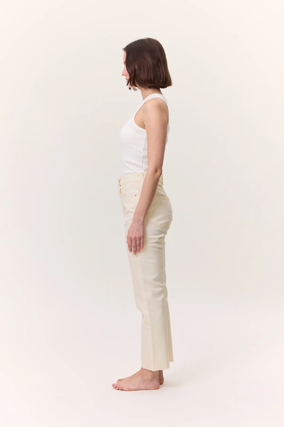 High-Rise Flared Jeans Ecru - Image 6