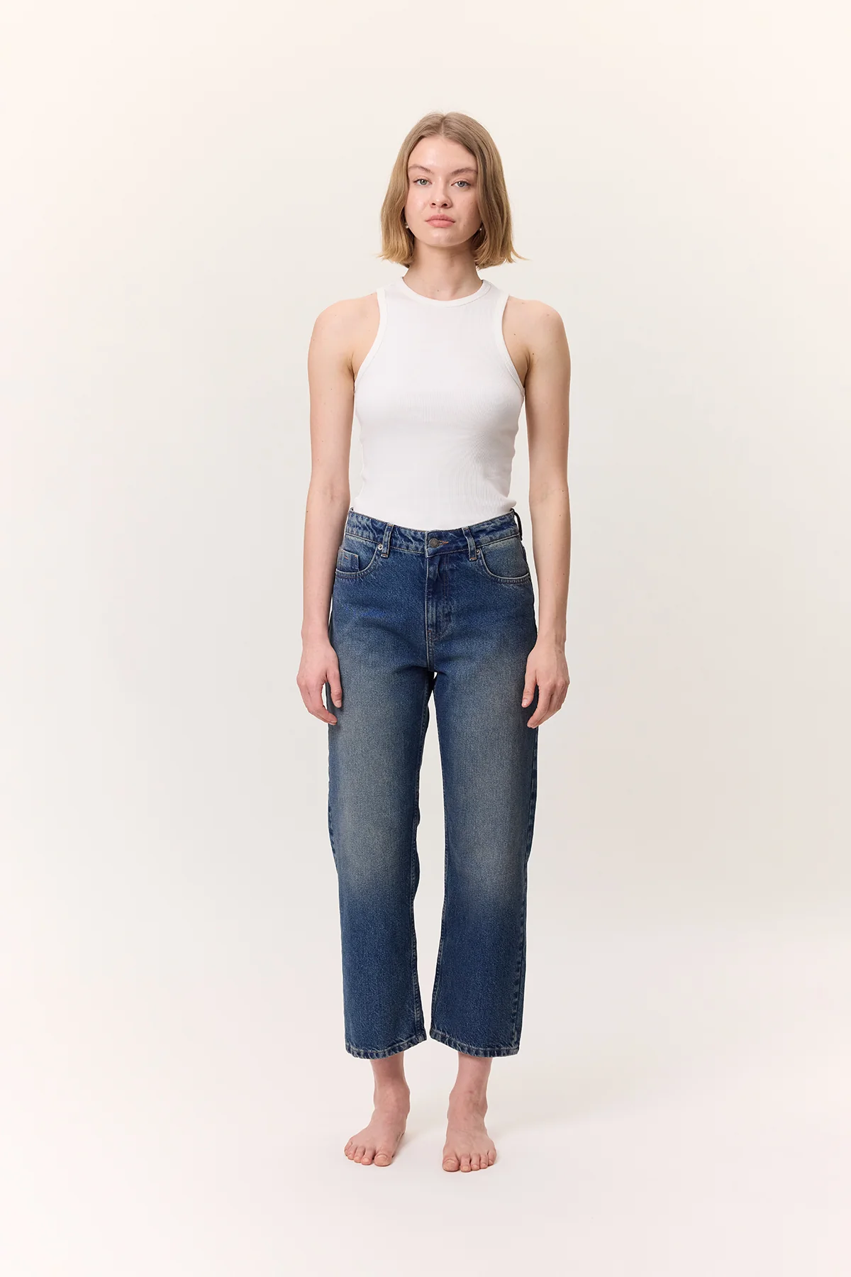 High-Waist Straight-Fit Jeans Blue - Image 2