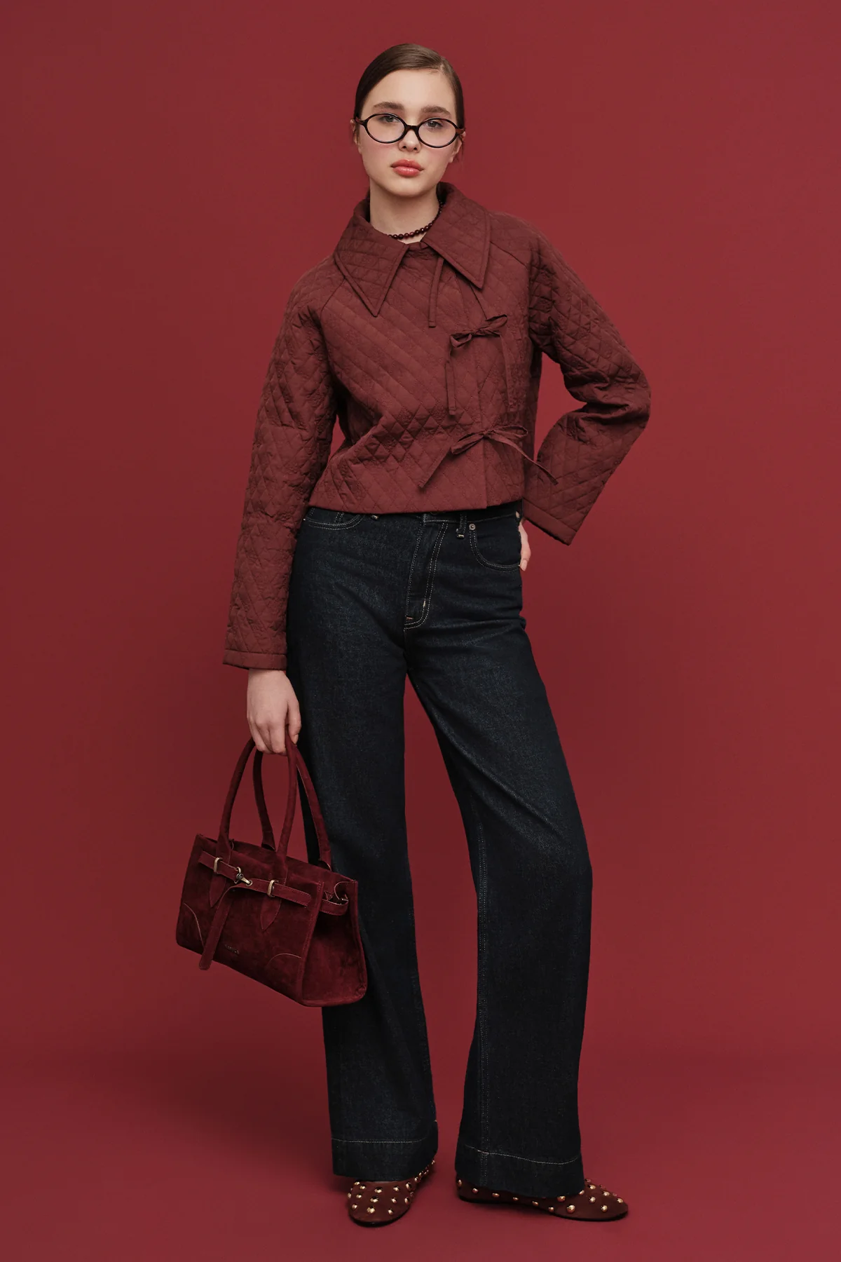 High-Waist Wide-Leg Jeans Dark Blue - Image 4