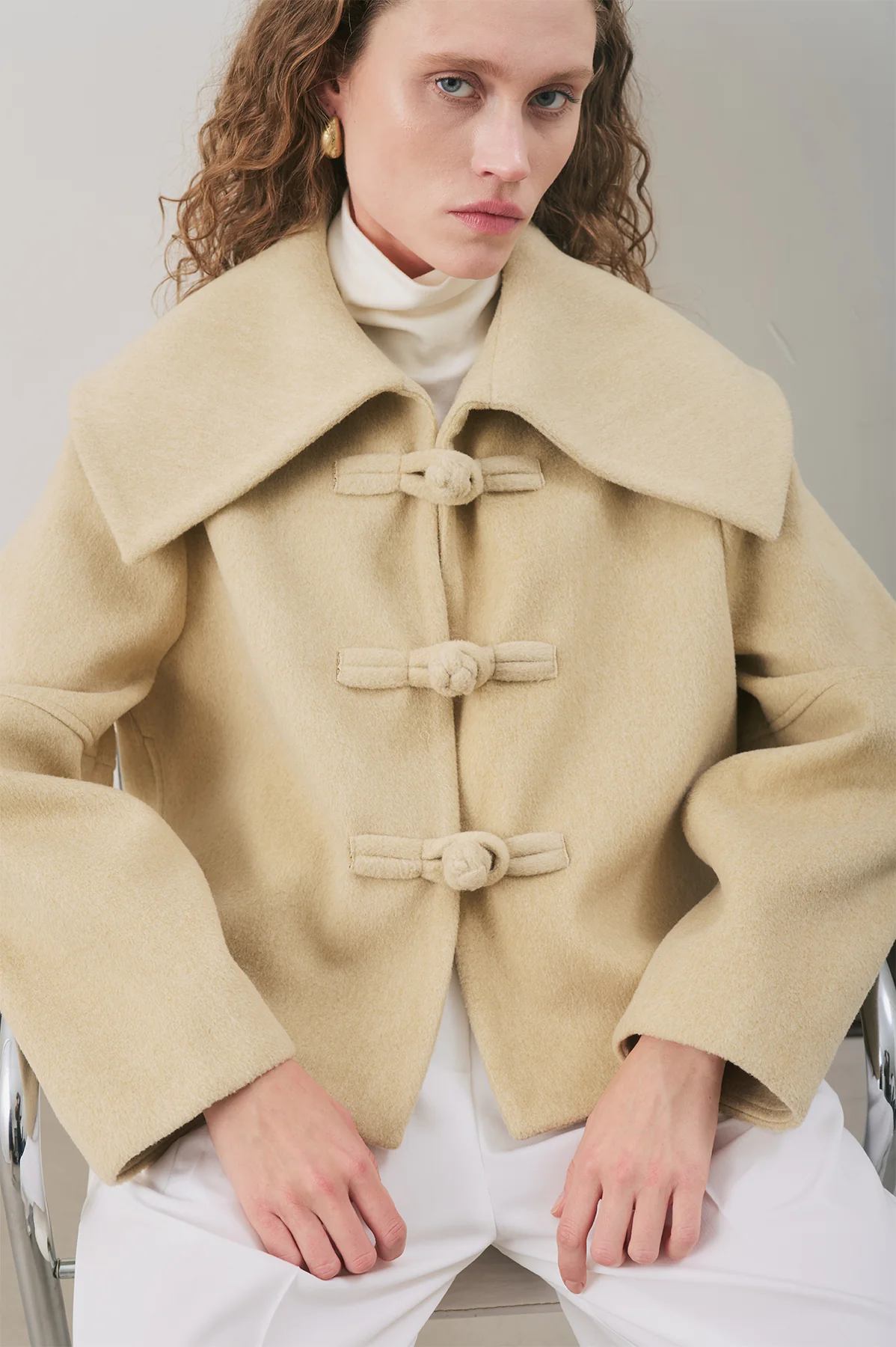 Isabel Short Wool Jacket Sage Green - Image 2