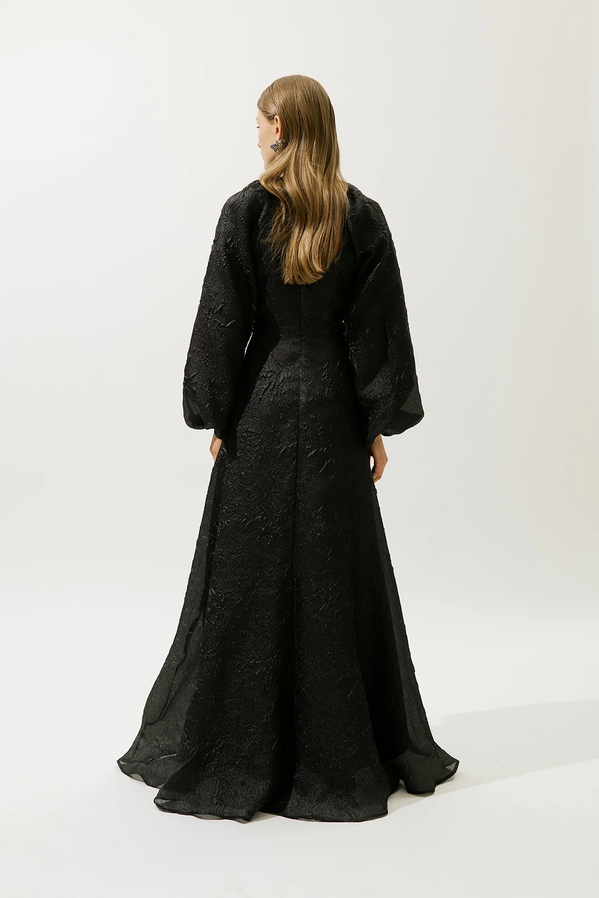 Jacquard Organza Evening Dress Black - Image 6
