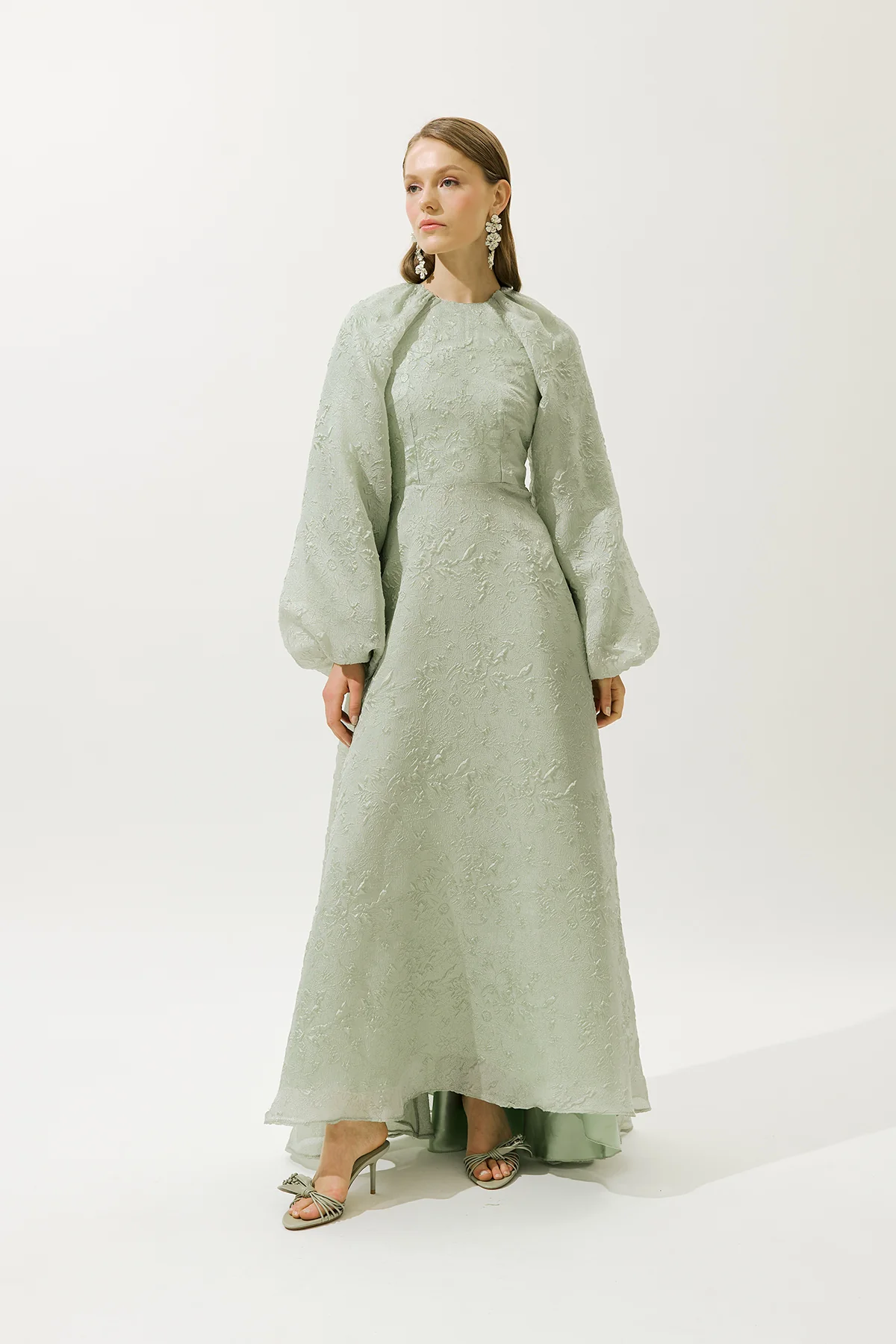 Jacquard Organza Evening Dress Mint - Image 2