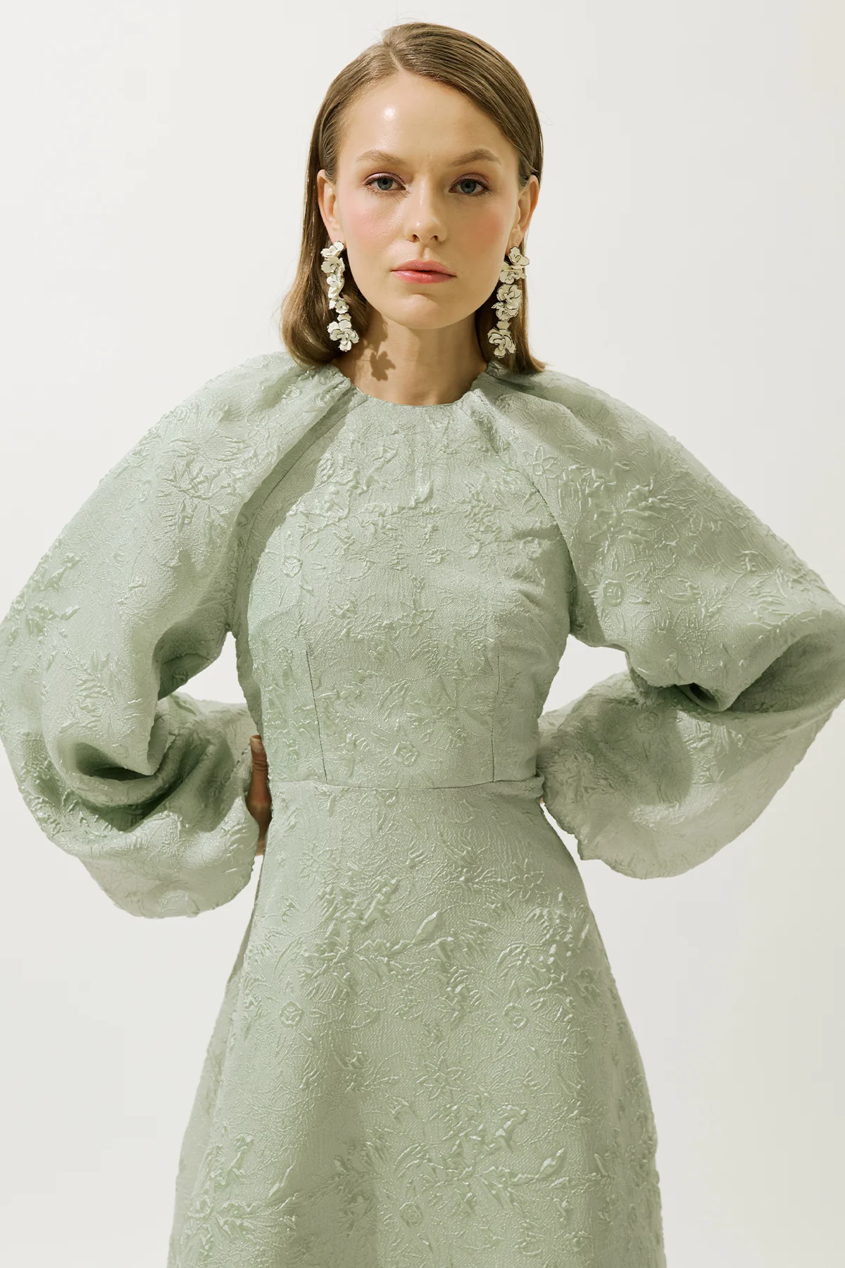 Jacquard Organza Evening Dress Mint - Image 3