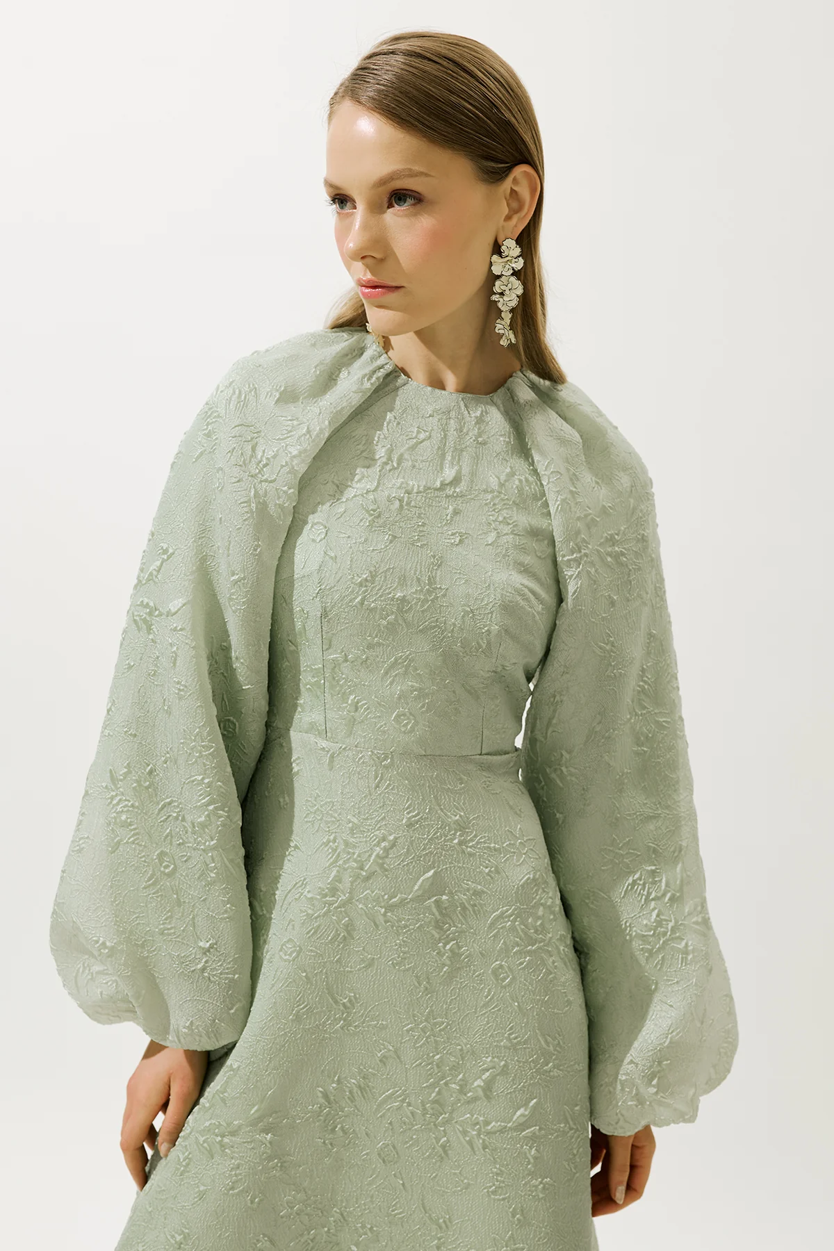 Jacquard Organza Evening Dress Mint - Image 5