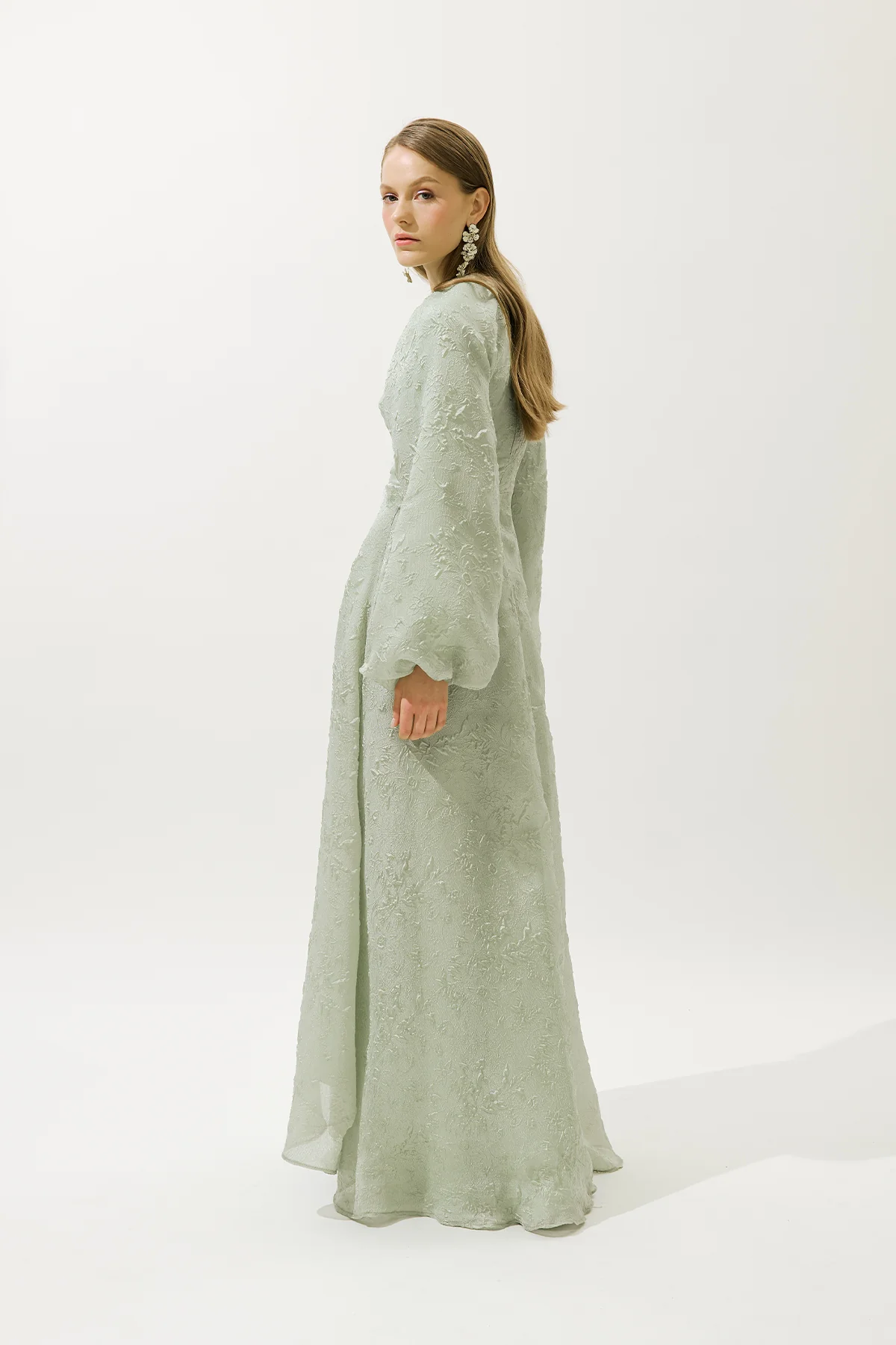 Jacquard Organza Evening Dress Mint - Image 7