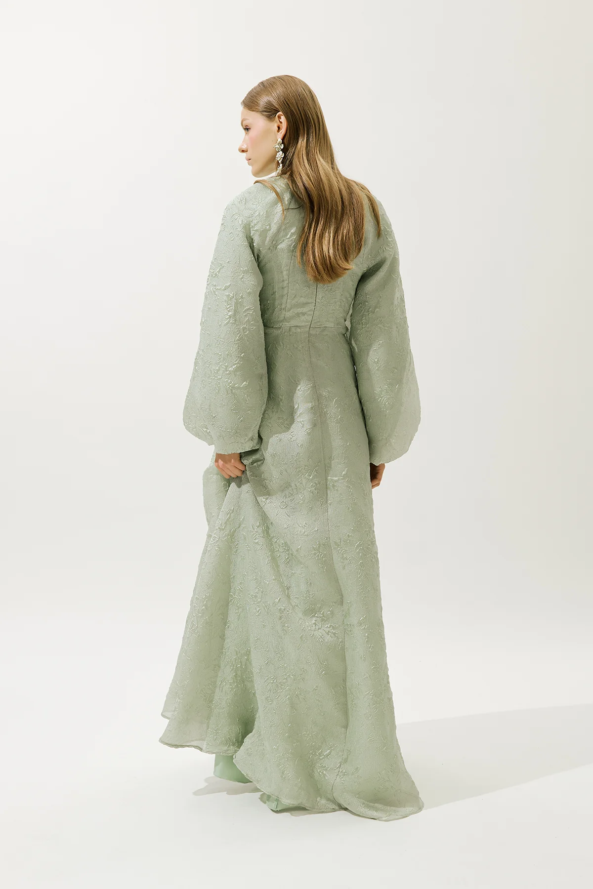Jacquard Organza Evening Dress Mint - Image 8