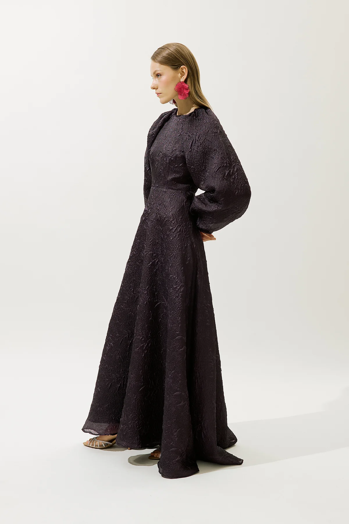 Jacquard Organza Evening Dress Purple - Image 6