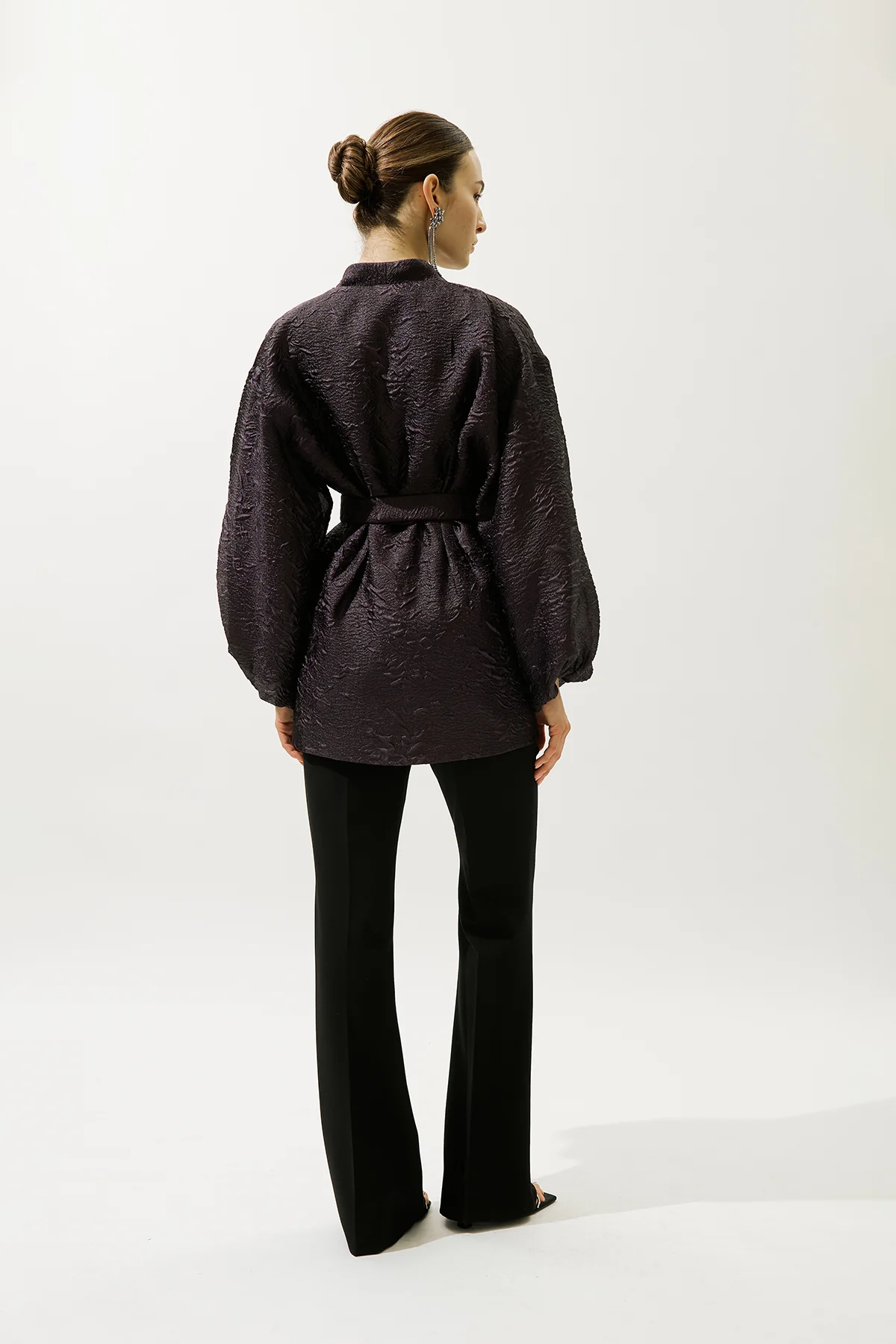 Jacquard Organza Kimono Purple - Image 6