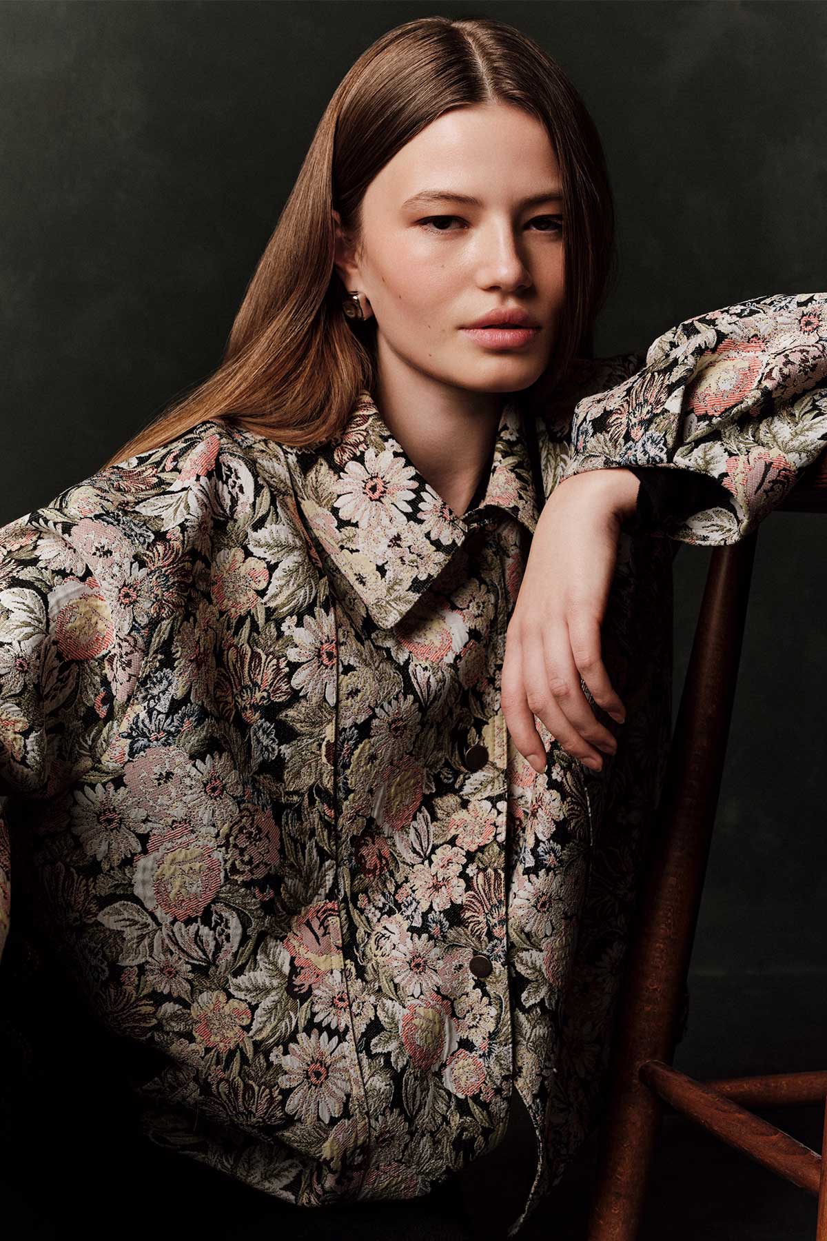 Jacquard Pattern Statement Jacket Powder
