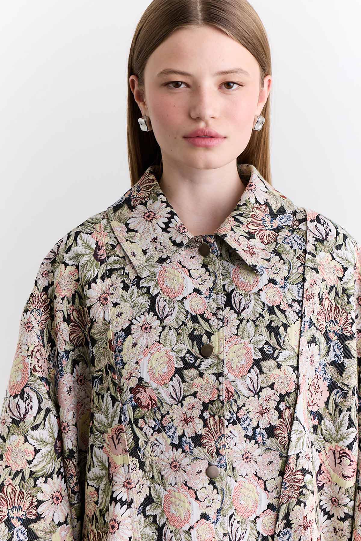 Jacquard Pattern Statement Jacket Powder - Image 4