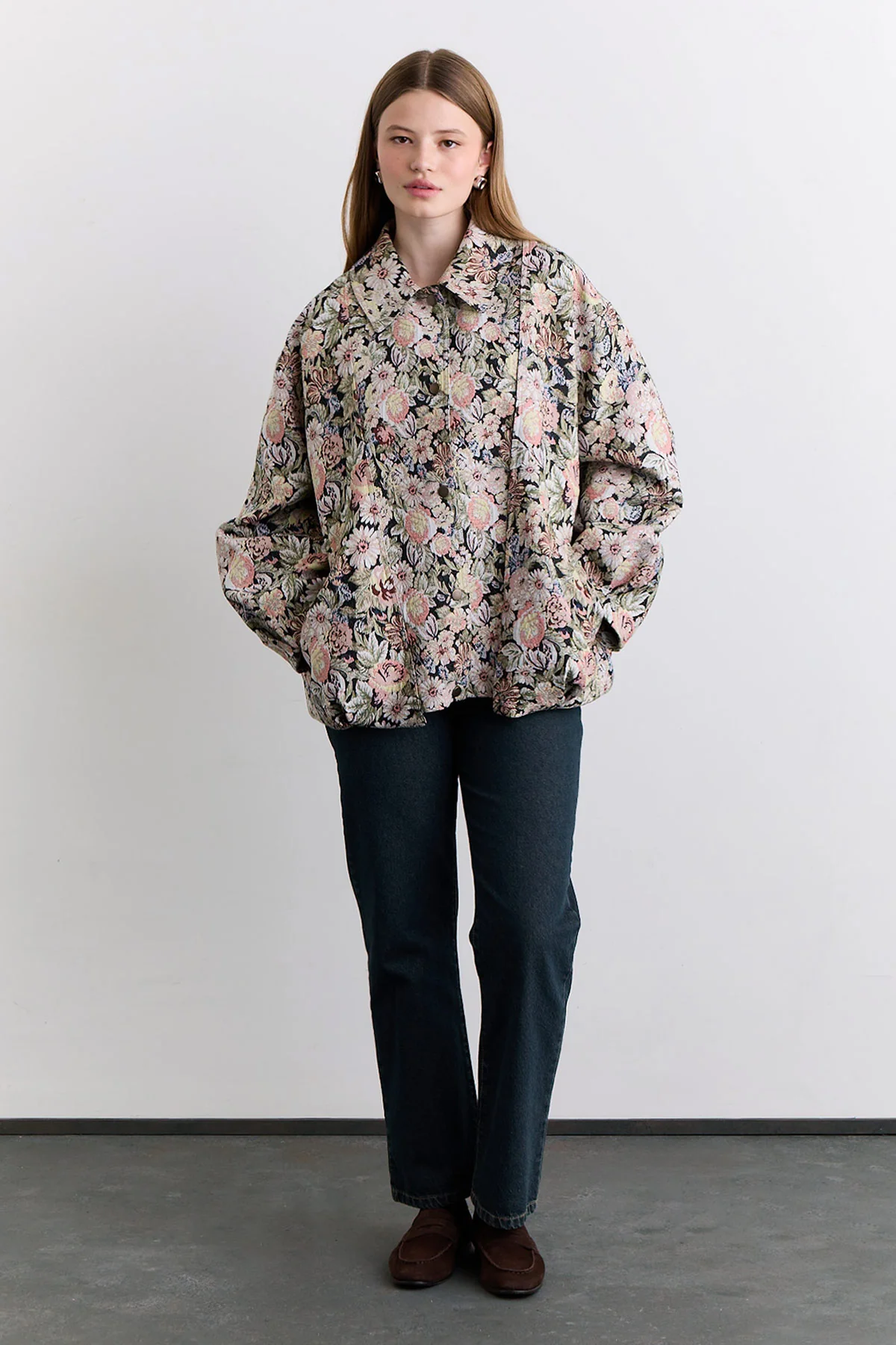 Jacquard Pattern Statement Jacket Powder - Image 9