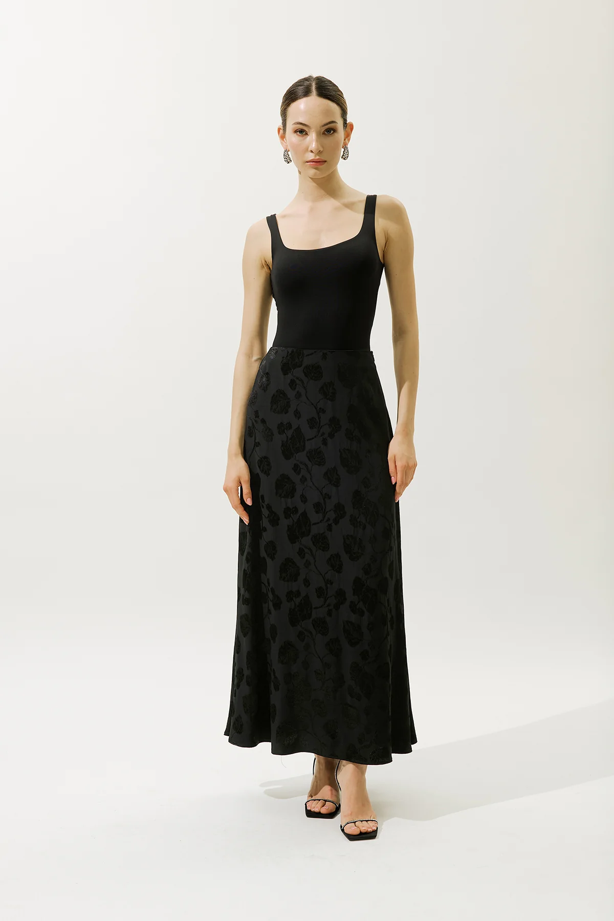 Jacquard Satin Skirt Black - Image 4