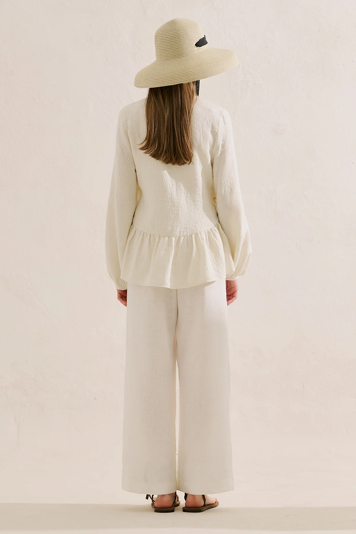 Jacquard Muslin Wrap Blouse Ecru - Image 7
