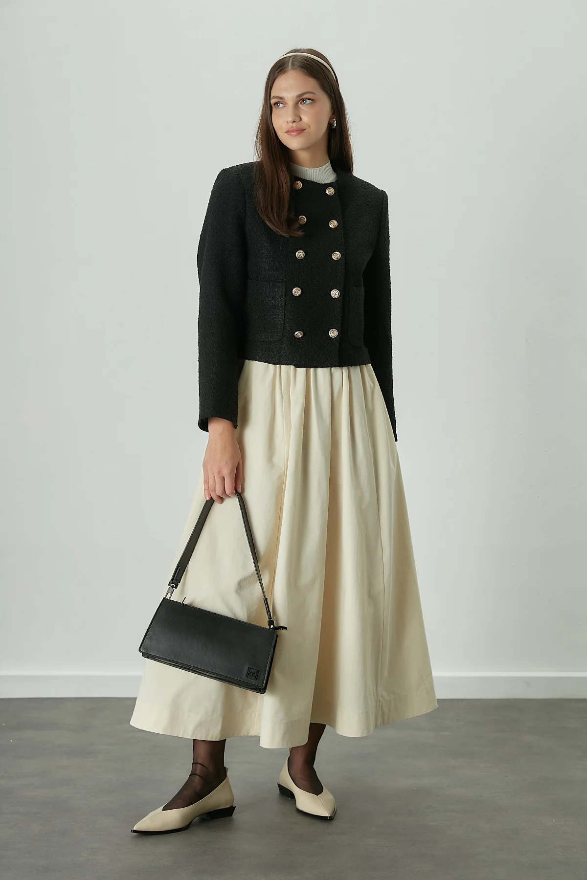 Katy Gabardine Shirred Skirt Vanilla - Image 2