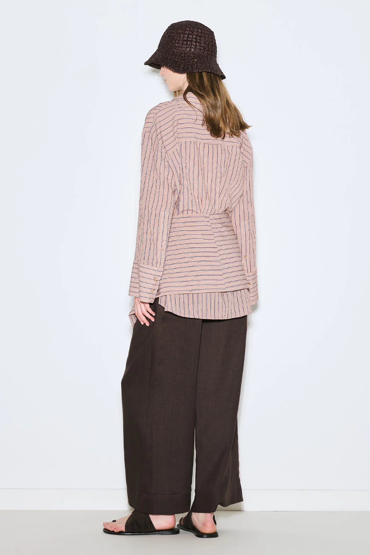 Belt Detail Striped Shirt Dusty Rose - Image 6