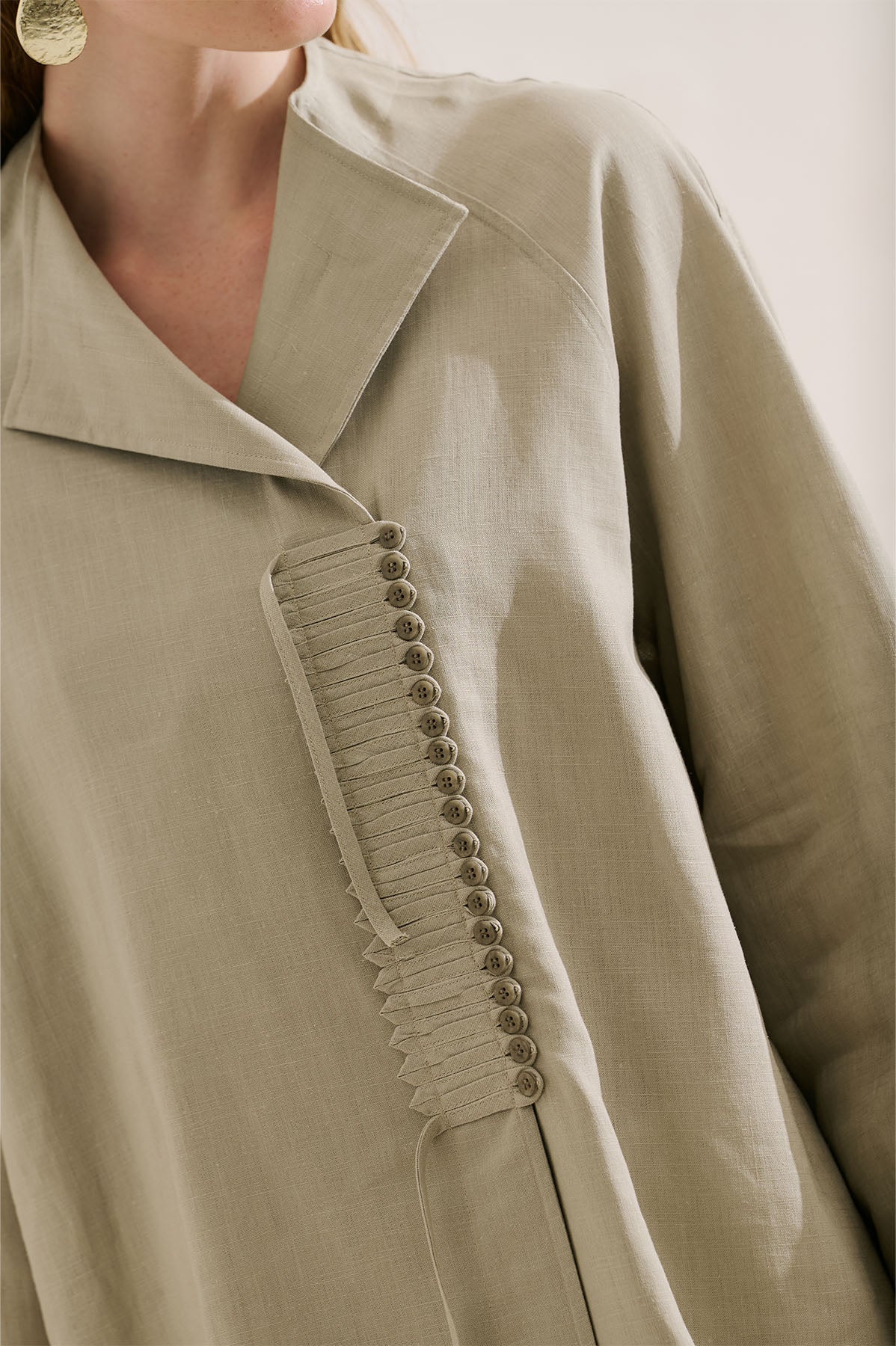 Linen Blend Tie Detail Tunic Sand - Image 7