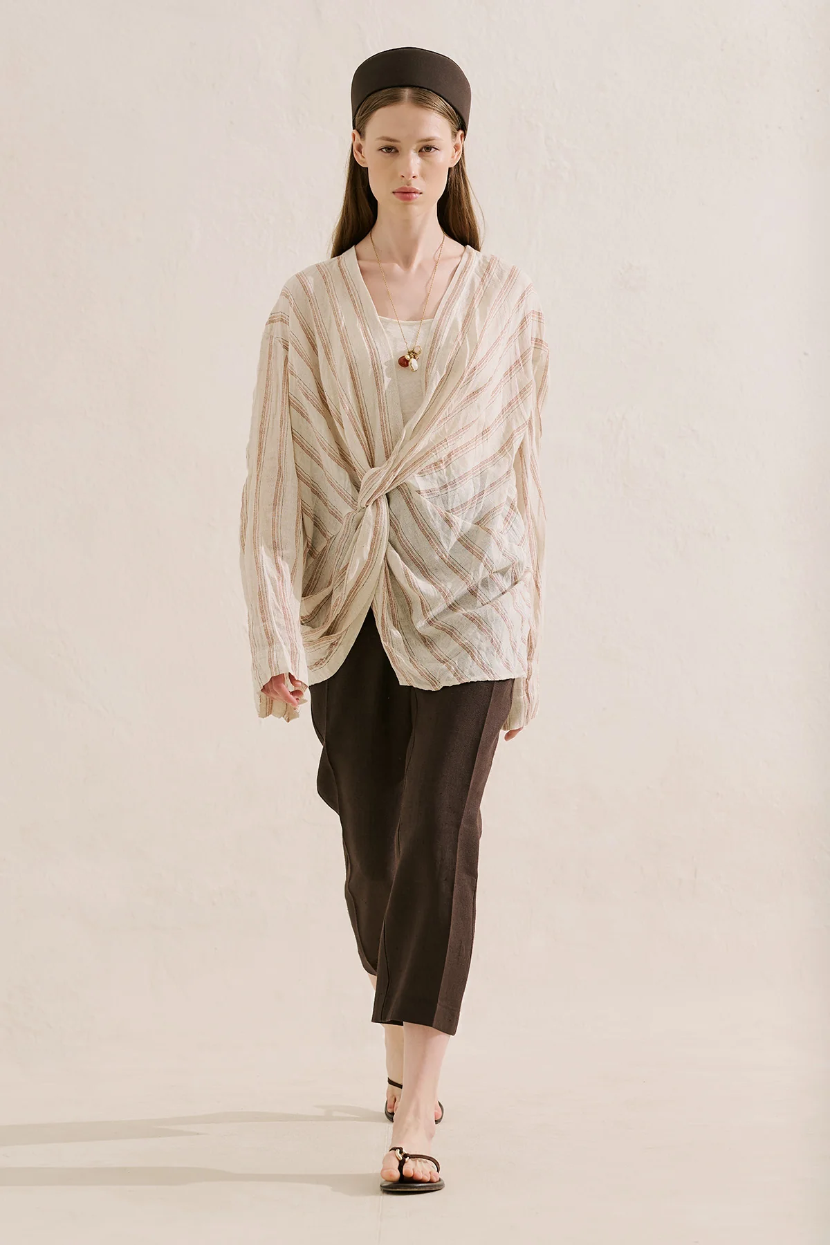 Linen Blend Knot Detail Blouse Tile - Image 4