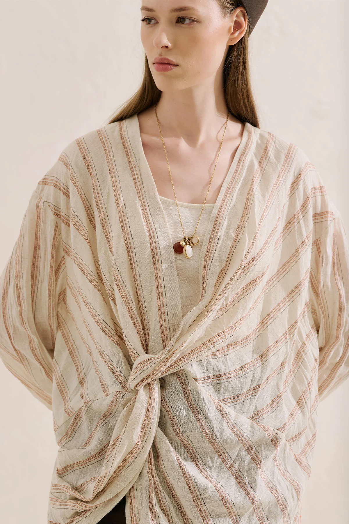 Linen Blend Knot Detail Blouse Tile - Image 7