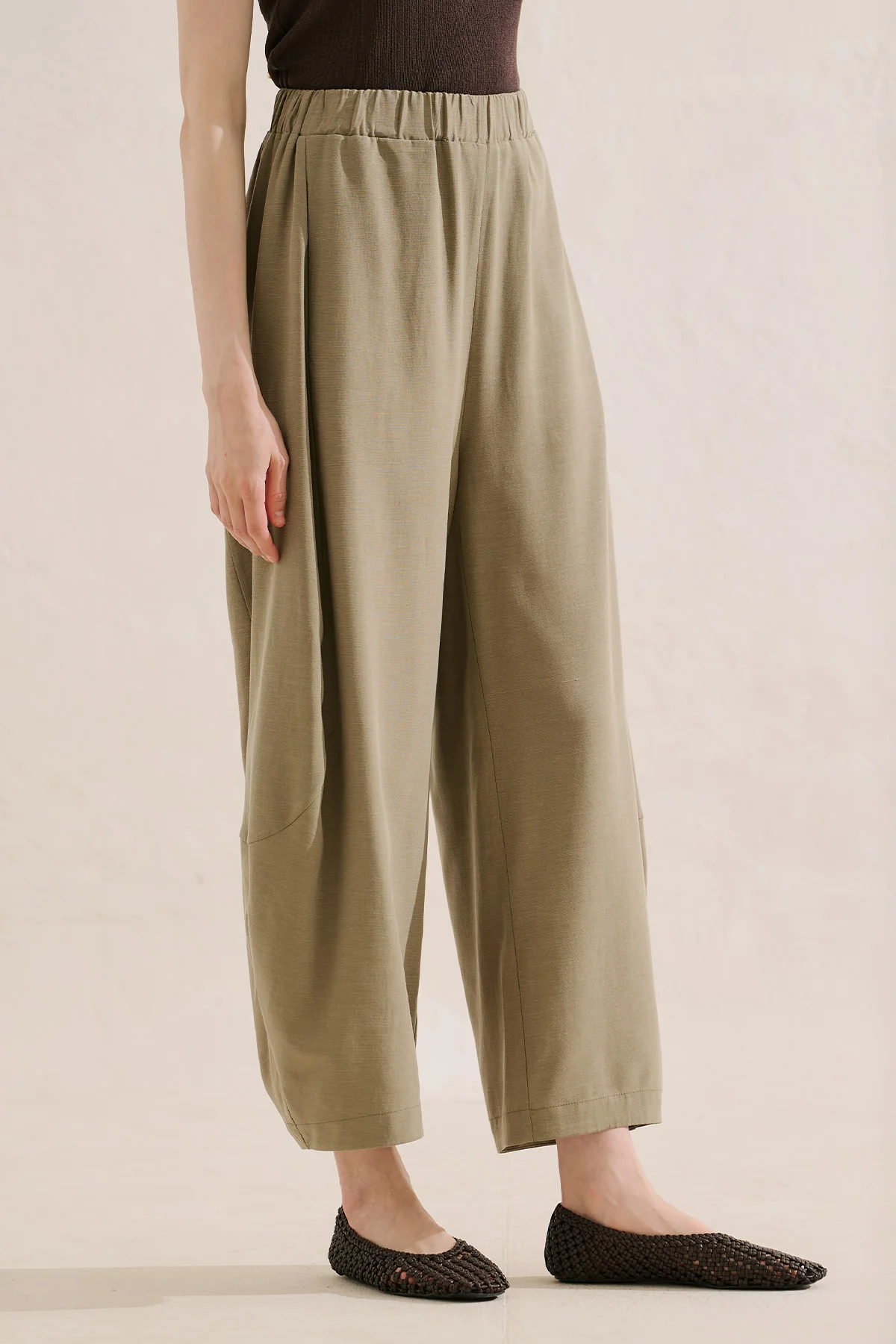 Linen Blend Harem Trousers Pistachio - Image 3