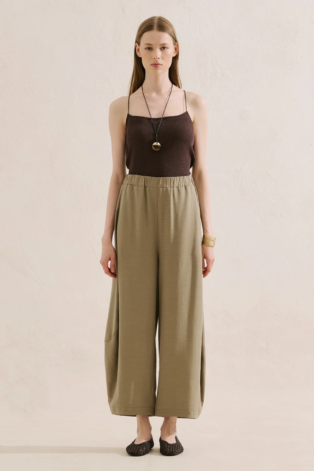 Linen Blend Harem Trousers Pistachio - Image 4