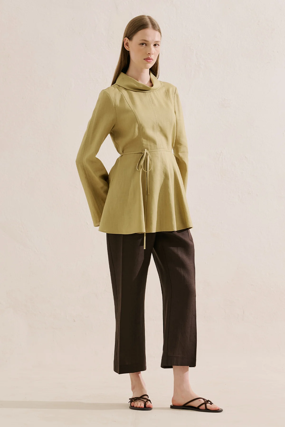Linen Blend High Neck Tunic Yellow - Image 2