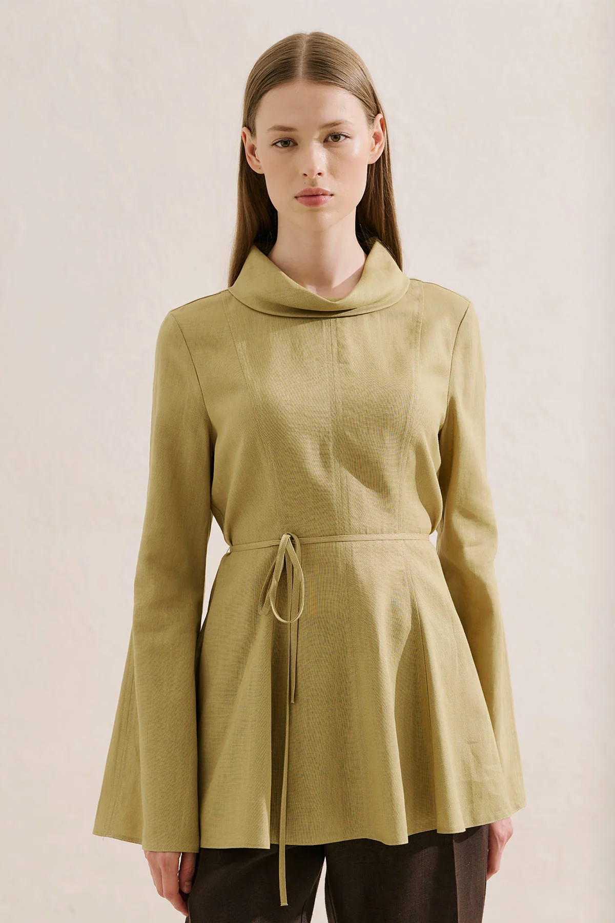 Linen Blend High Neck Tunic Yellow - Image 3