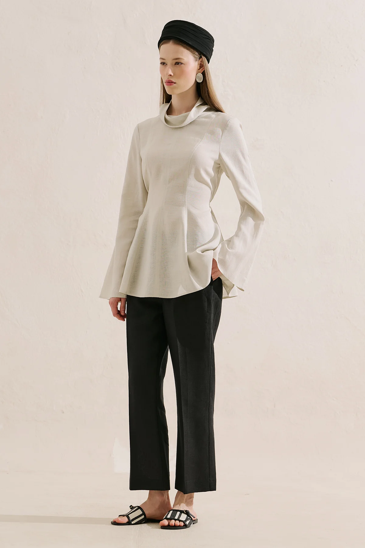 Linen Blend High Neck Tunic Stone - Image 3