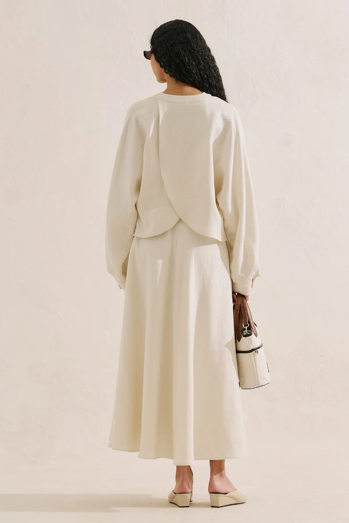 Linen Cape Style Shirt Beige - Image 3