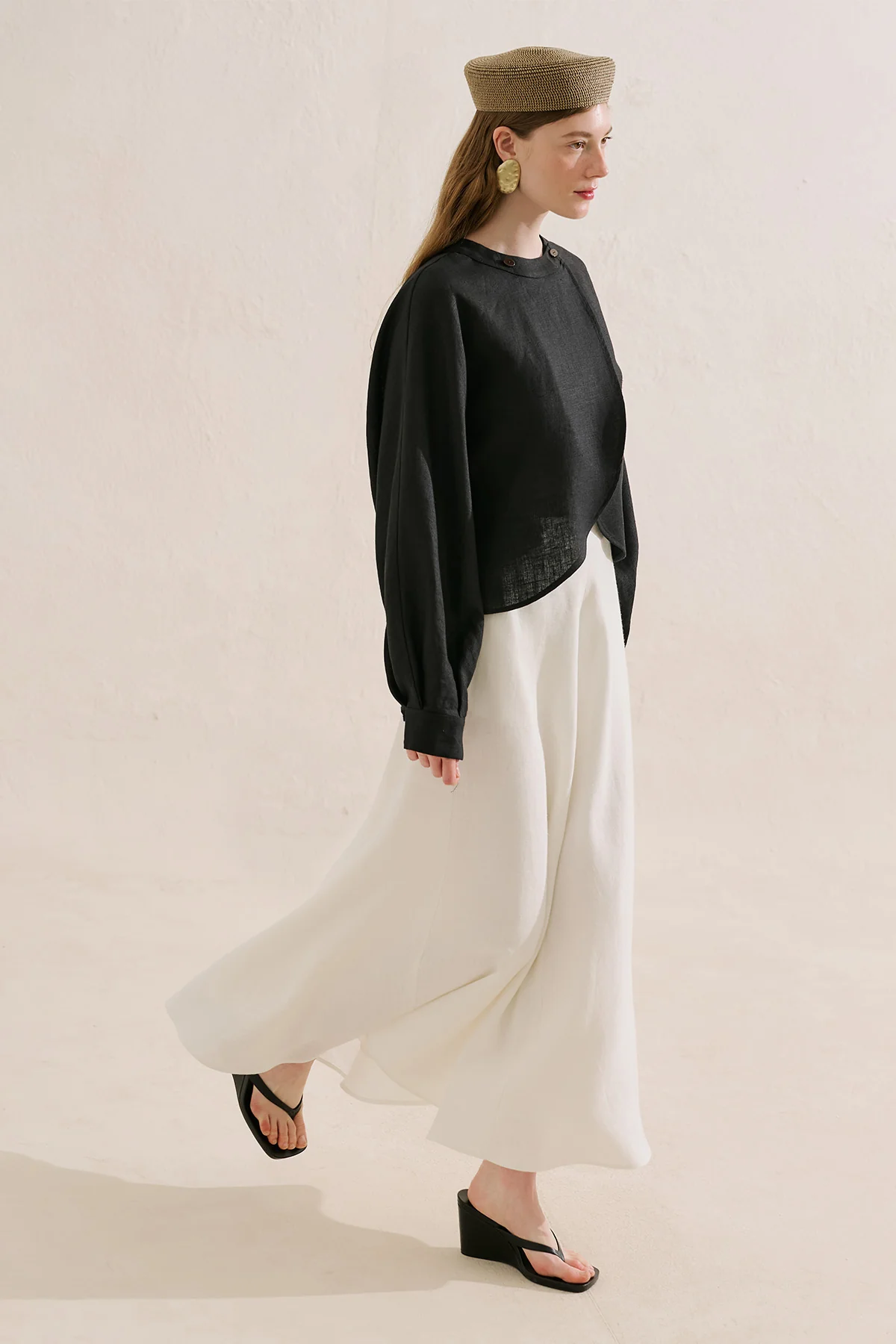 Linen Cape Style Shirt Black