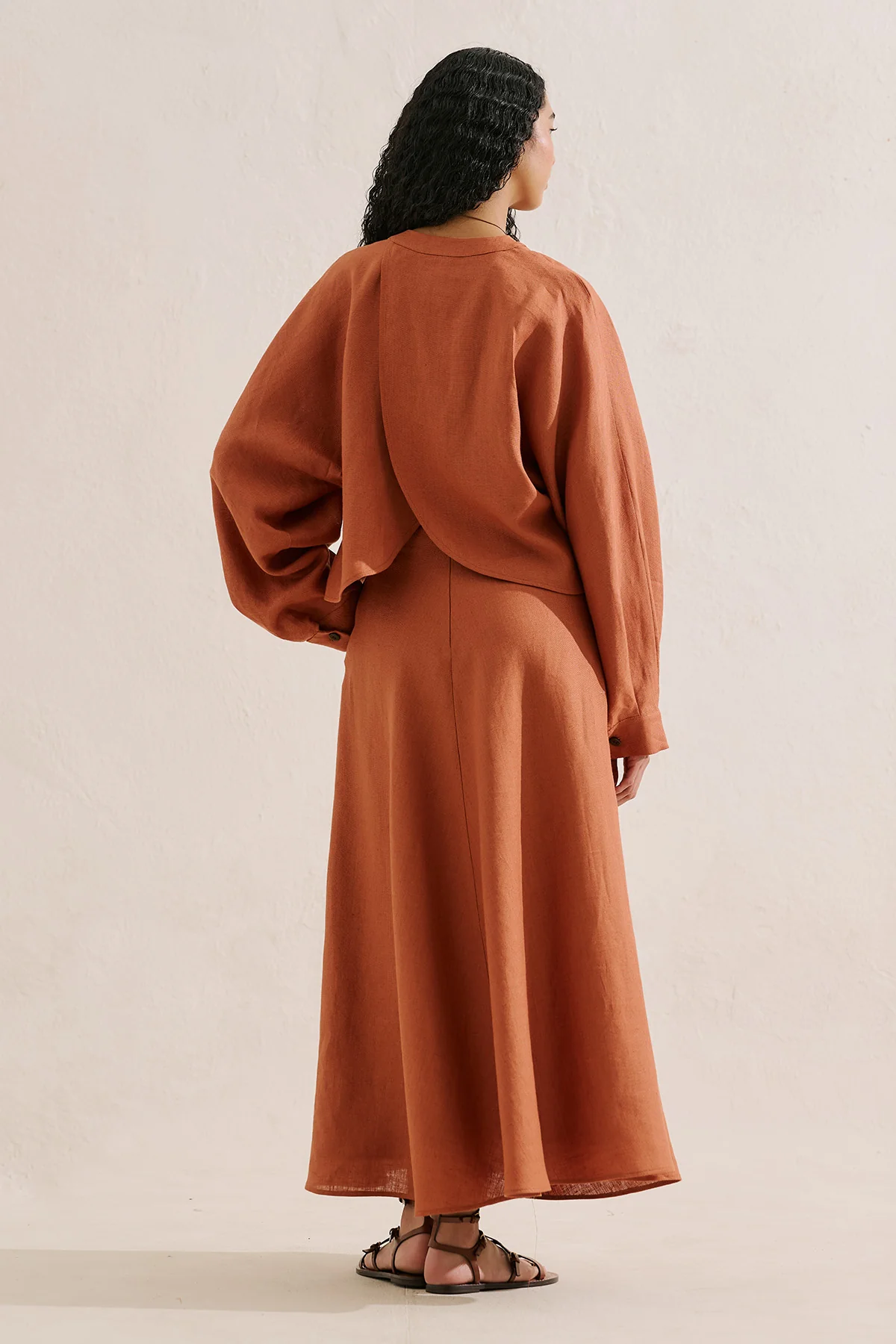 Linen Cape Style Shirt Cinnamon - Image 7