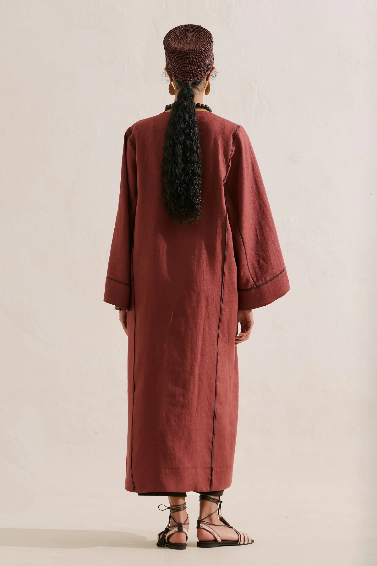 Linen Tie Detail Kimono Copper - Image 10
